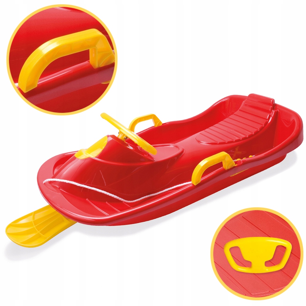 Sanki plastikowe dla dzieci z Kierownicą hamulcem Czerwone Ślizgacz Dantoy