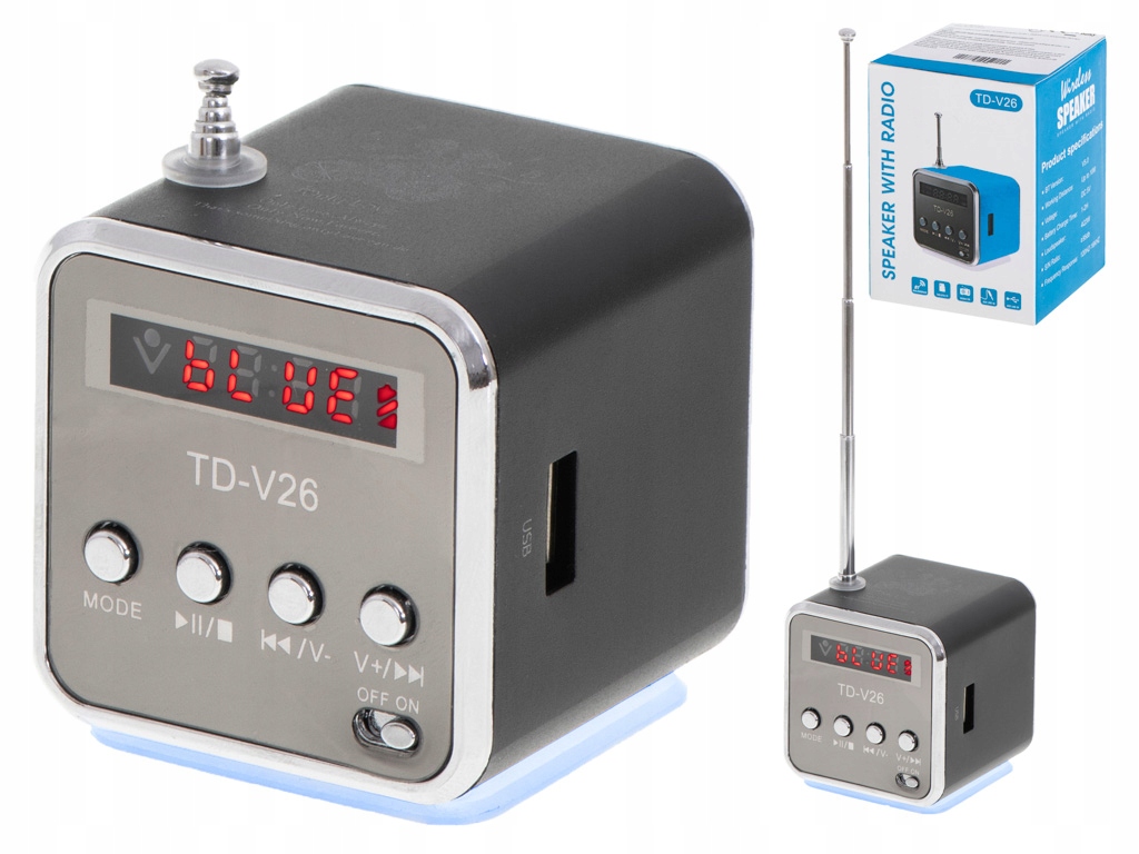 RADIO PRZENOŚNE AKUMULATOROWE MINI Bluetooth LCD