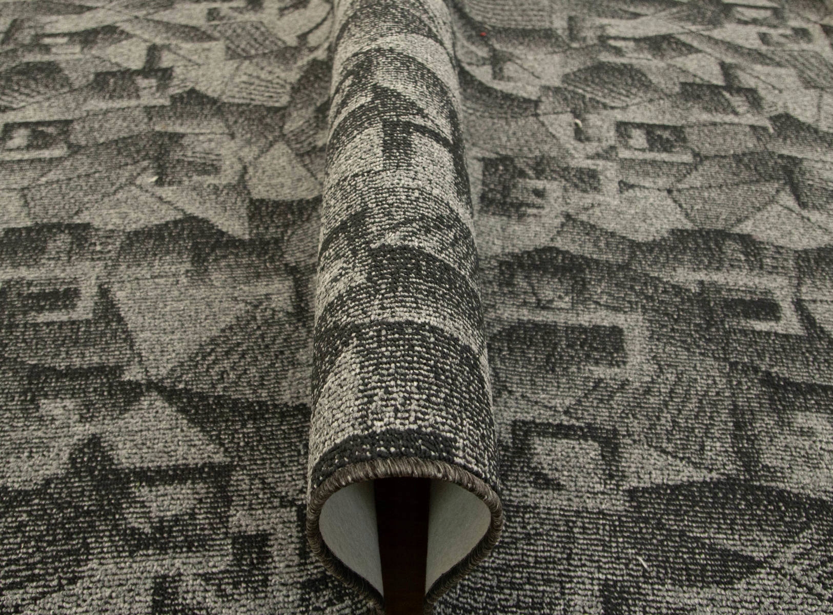 

200x200 cm Trwały Dywan Petelkowy Szary Czerń Wzór