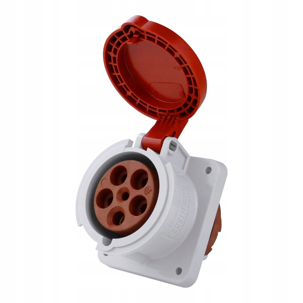 Tabulová Silová Zásuvka 63A 5P 400V IP44 3P+N+Z Červená