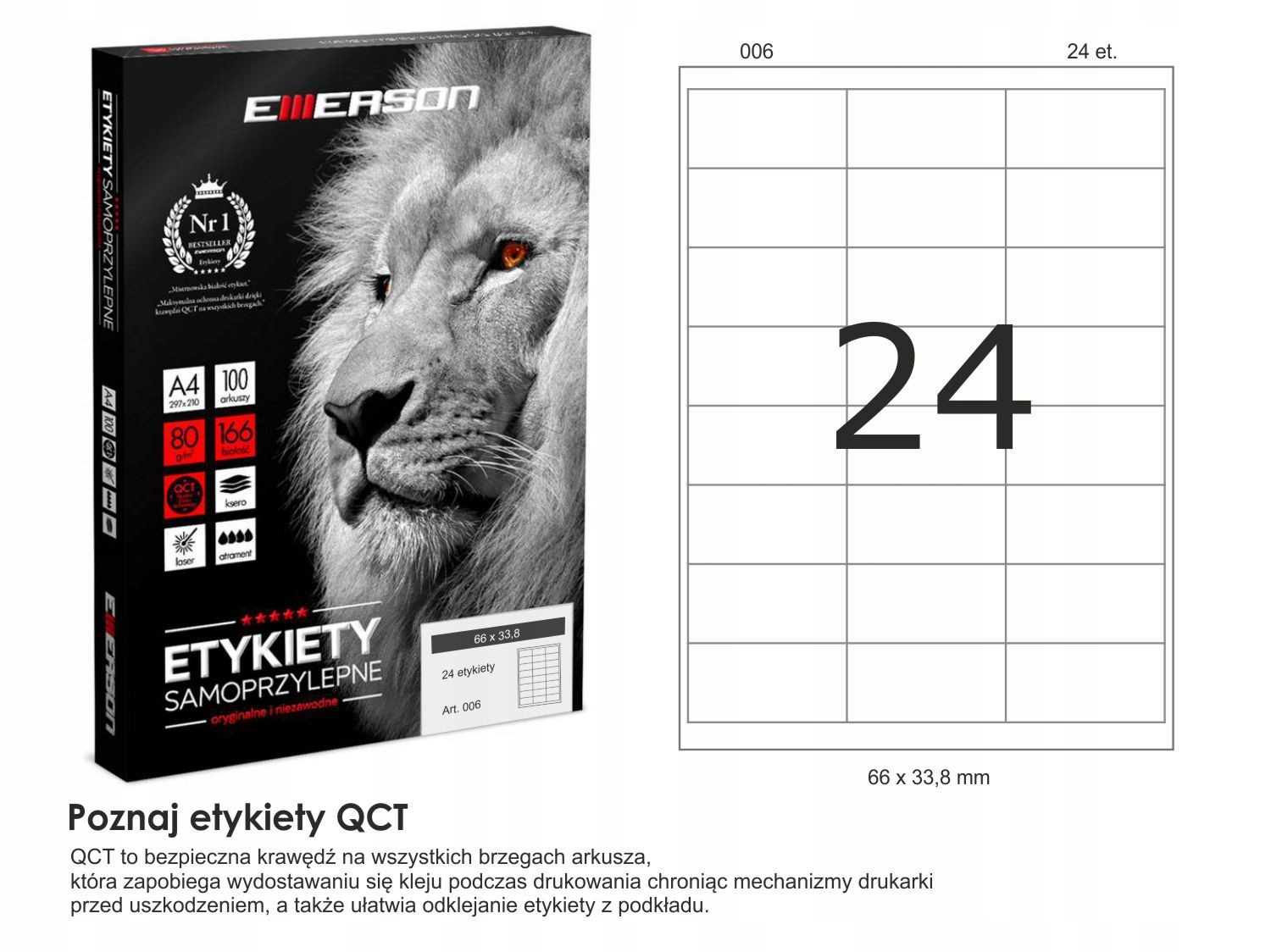 

Etykiety samoprzylepne A4 100ark Emerson 66x33,8