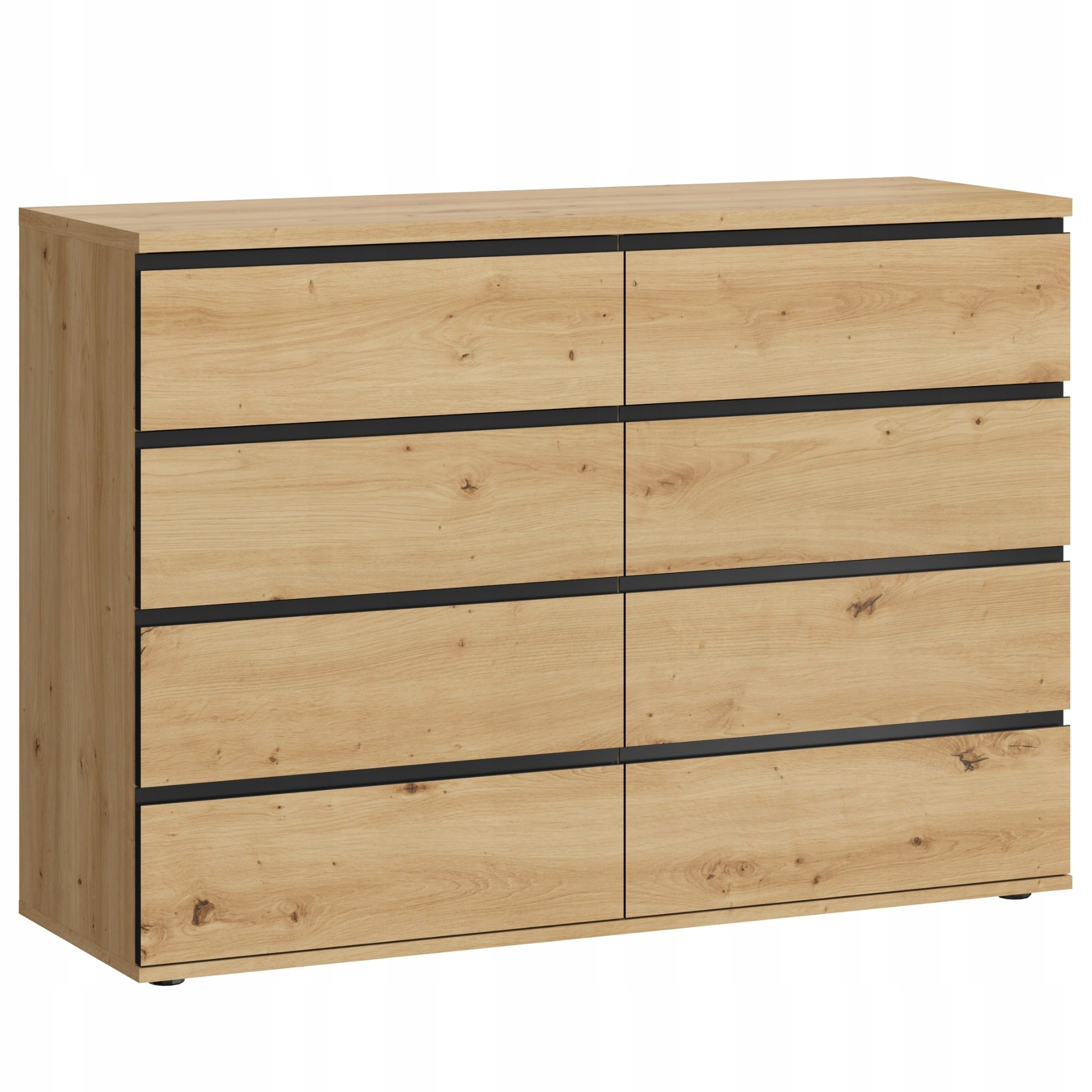 KOMODA SZAFKA SEVILLE 120 CM 8S Z SZUFLADAMI DĄB ARTISAN MAT MAFMEBLE