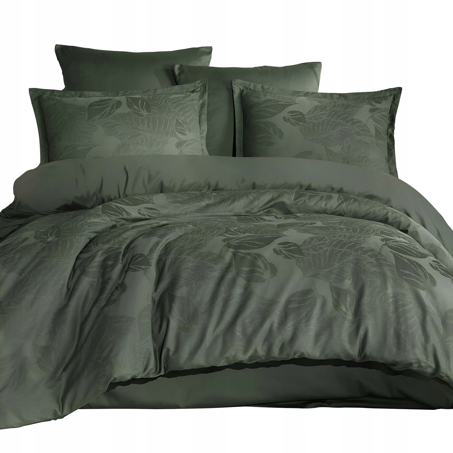 Posteľná Bielizeň žakárová bavlnená saténová Palmore 220x200 fľašková s veľkými listami