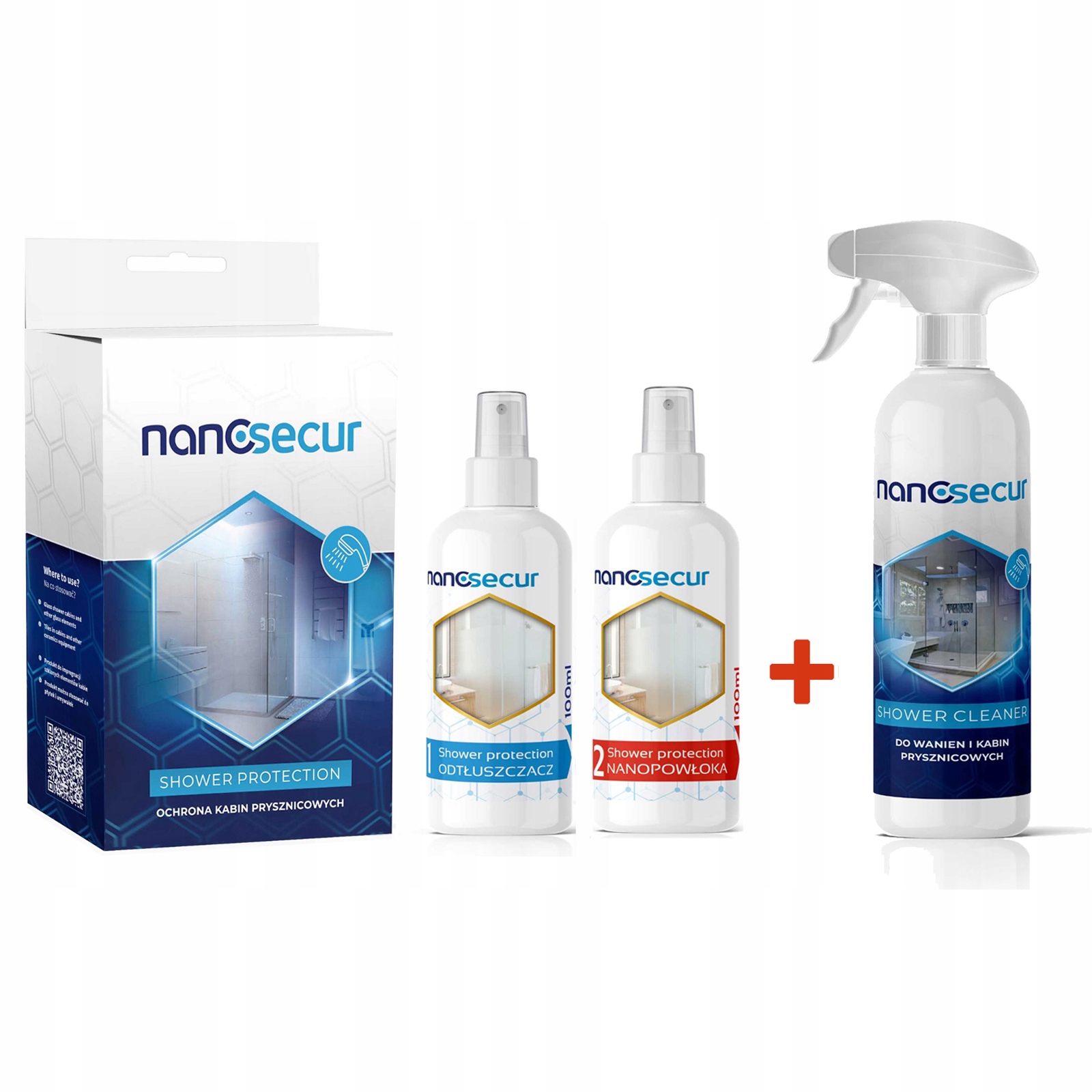 Nanosecur Shower kit kapalina do sprchových koutů Set 100 ml/100 ml 750 ml