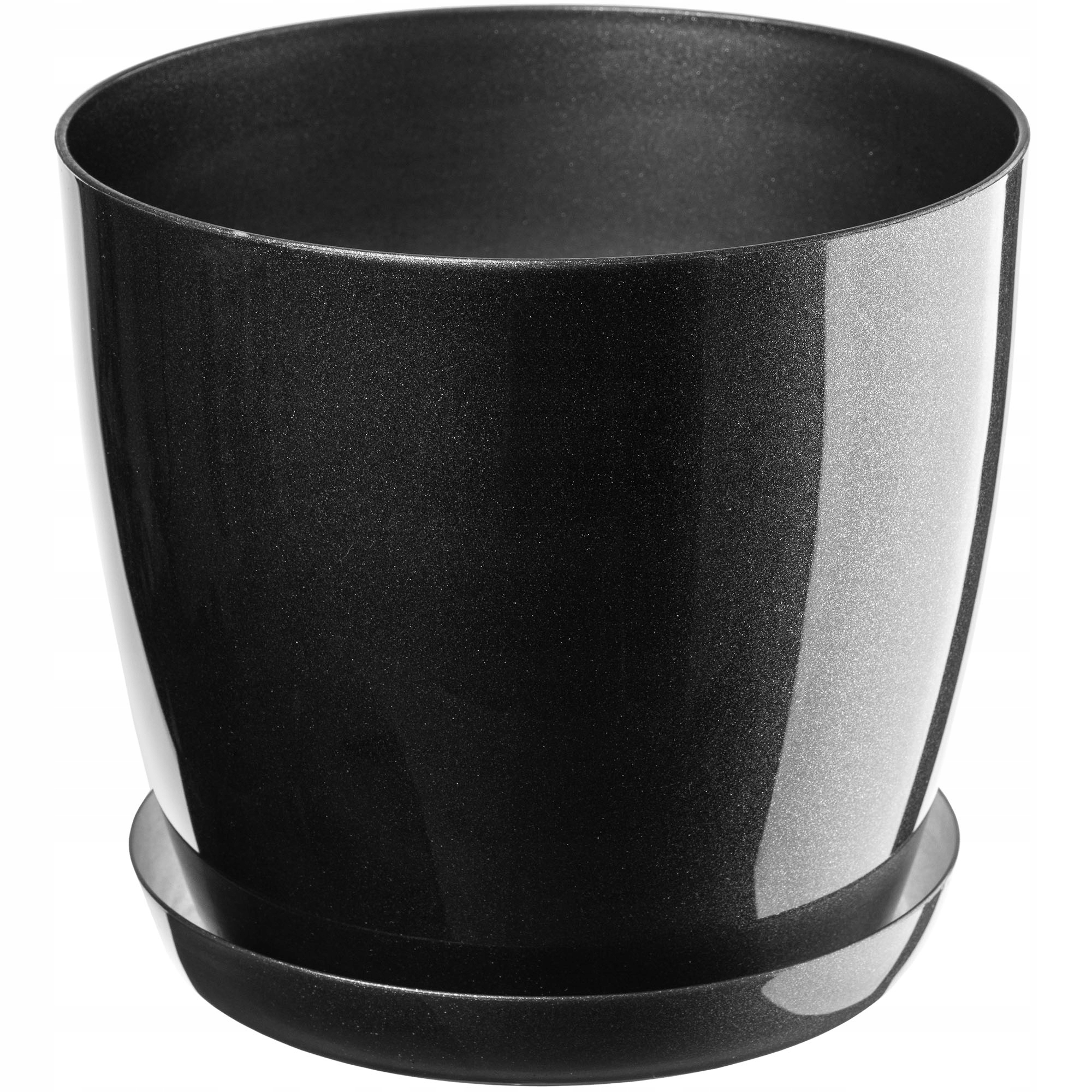 DONICZKA Z PODSTAWKĄ PLASTIKOWA OSŁONKA DONICA 23cm GRAFIT NA KWIATY KADAX Średnica 23 cm