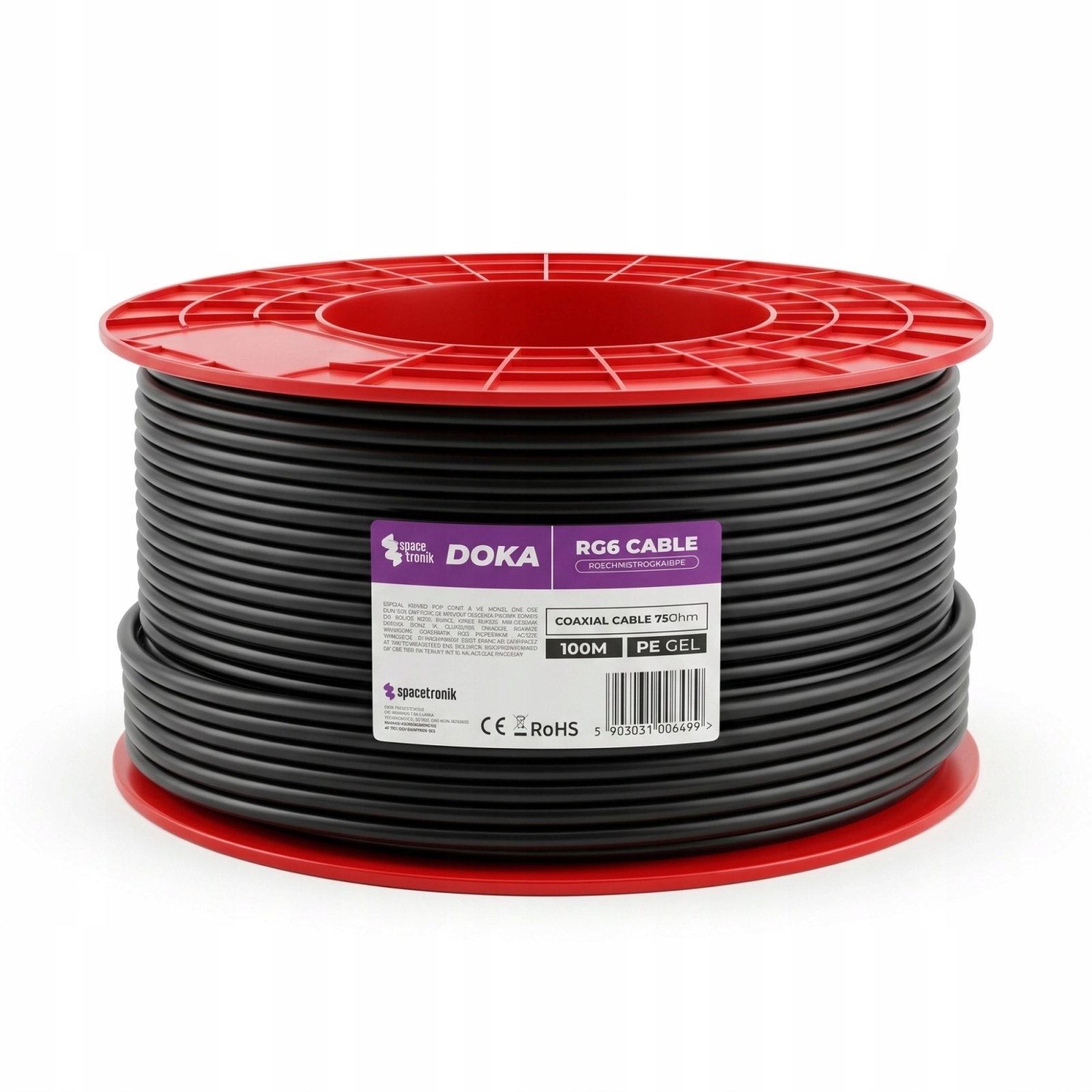 Venkovní koaxiální kabel Spacetronik RG6 Doka Pe 75 Ohm měděný 100 m