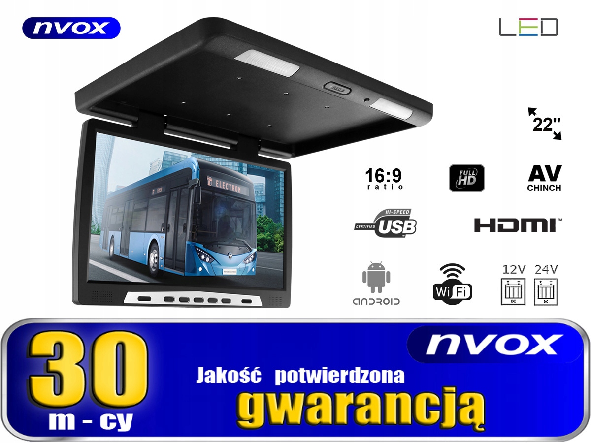 Monitor samochodowy podwieszany android 22' FullHD Marka Nvox