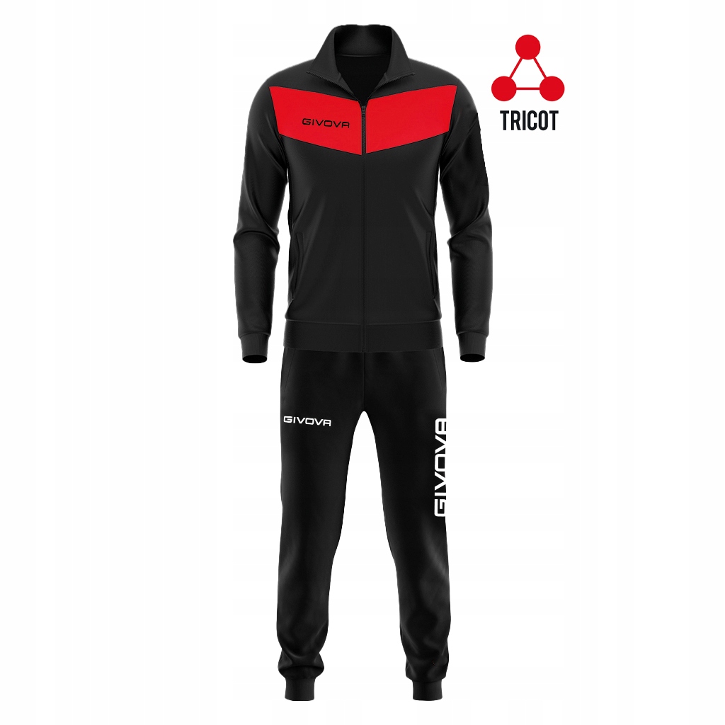 Dres Komplet Piłkarski Sportowy Givova Visa Czarno Czerwony r. 3XL