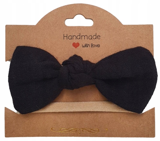 OPASKA BEZUCISKOWA MUŚLIN KOKARDA HANDMADE CZARNY