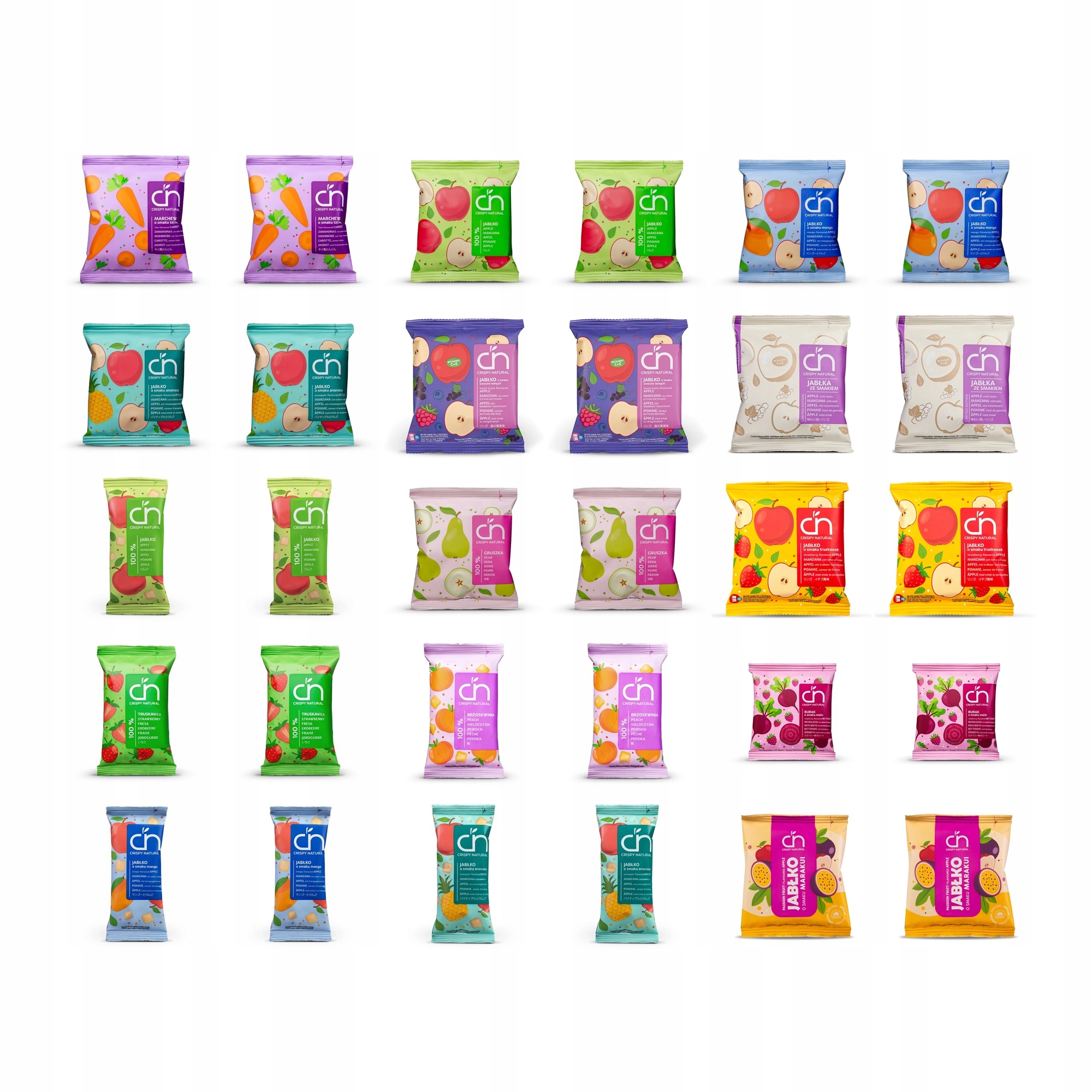 Zestaw Crispy Natural MIX smaków suszone chipsy i kostki 30 szt.