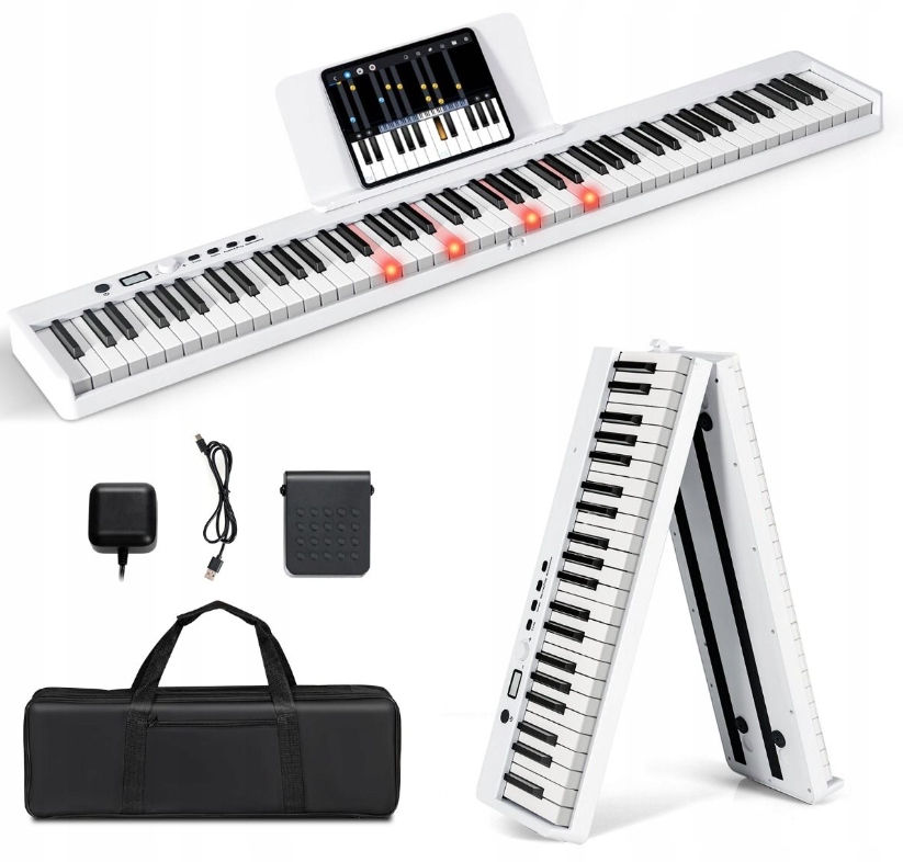 Skládací elektronická klávesnice Piano bílá jako dárek k učení/ CA6