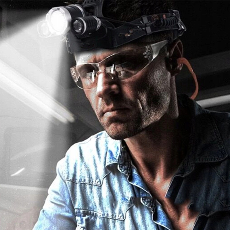 MOCNA LATARKA CZOŁOWA NA GŁÓWĘ CZOŁÓWKA AKUMULATOR 3x LED z ładowarką Model ELASTYCZNA LATARKA CZOŁOWA CZOŁÓWKA