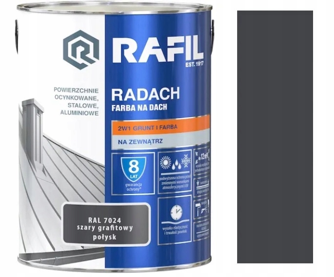 Rafil Radach Barva Na Střechu Šedá Grafitová Ral 7024 5L Lesklá
