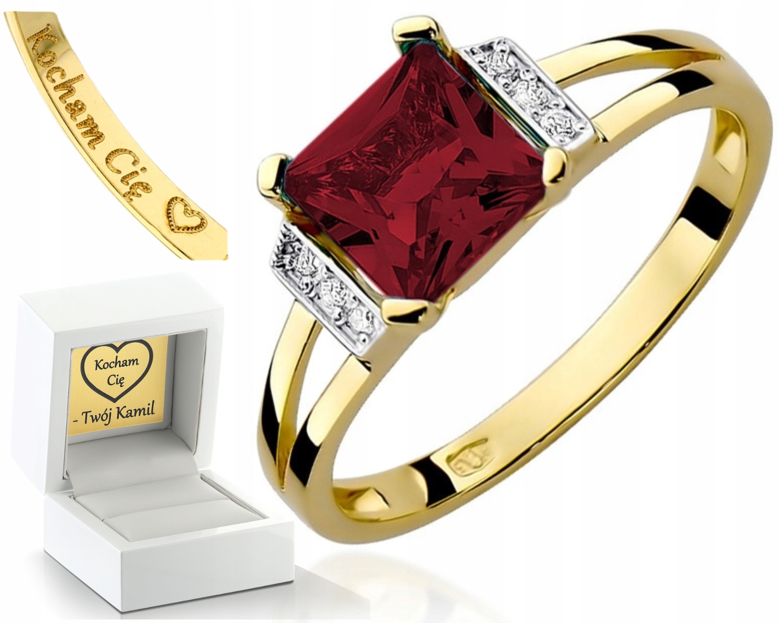 Prstýnek Granátové Jablko a Brilianty Gravírování Bonus