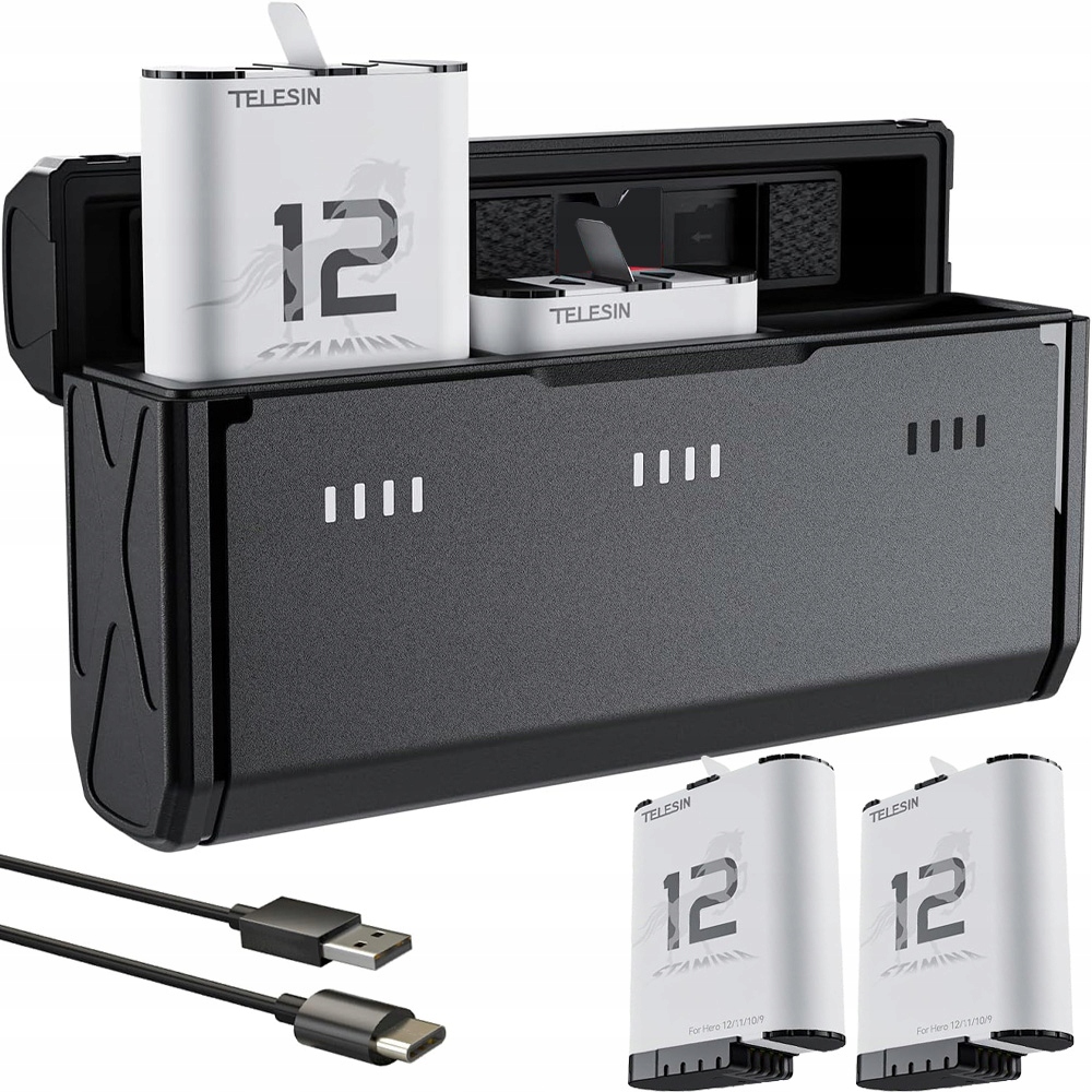 Trojkanálová nabíječka 3 Sloty 2 baterie pro kameru Gopro Hero 12 11 10 9