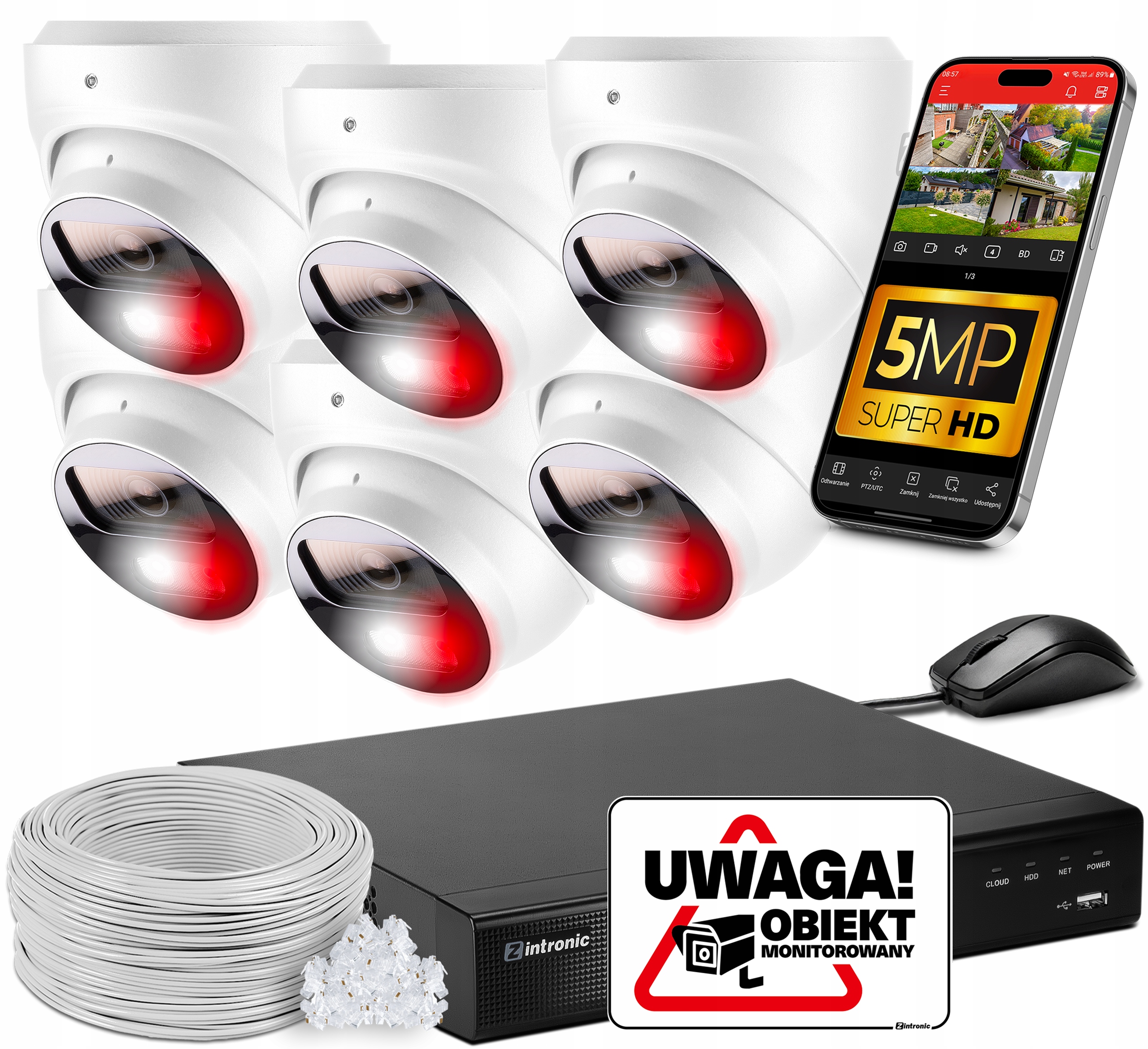 Sada pro monitorování firmy Poe 5 MPx 6kamer Dual Light Detekce Bez Disku