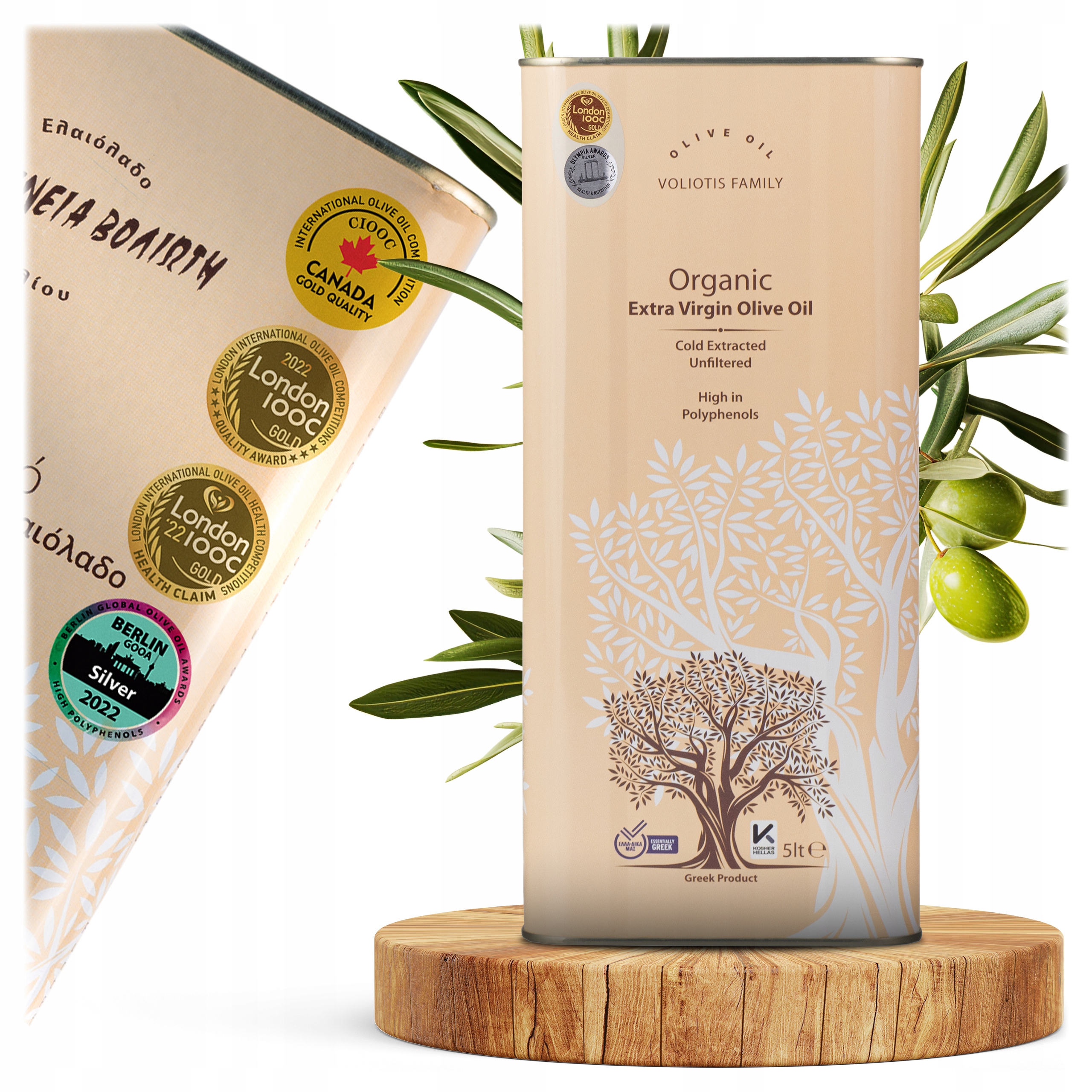 Levně Extra panenský olivový olej Organická plechovka Řecká 5 l Sběr 2025/2026