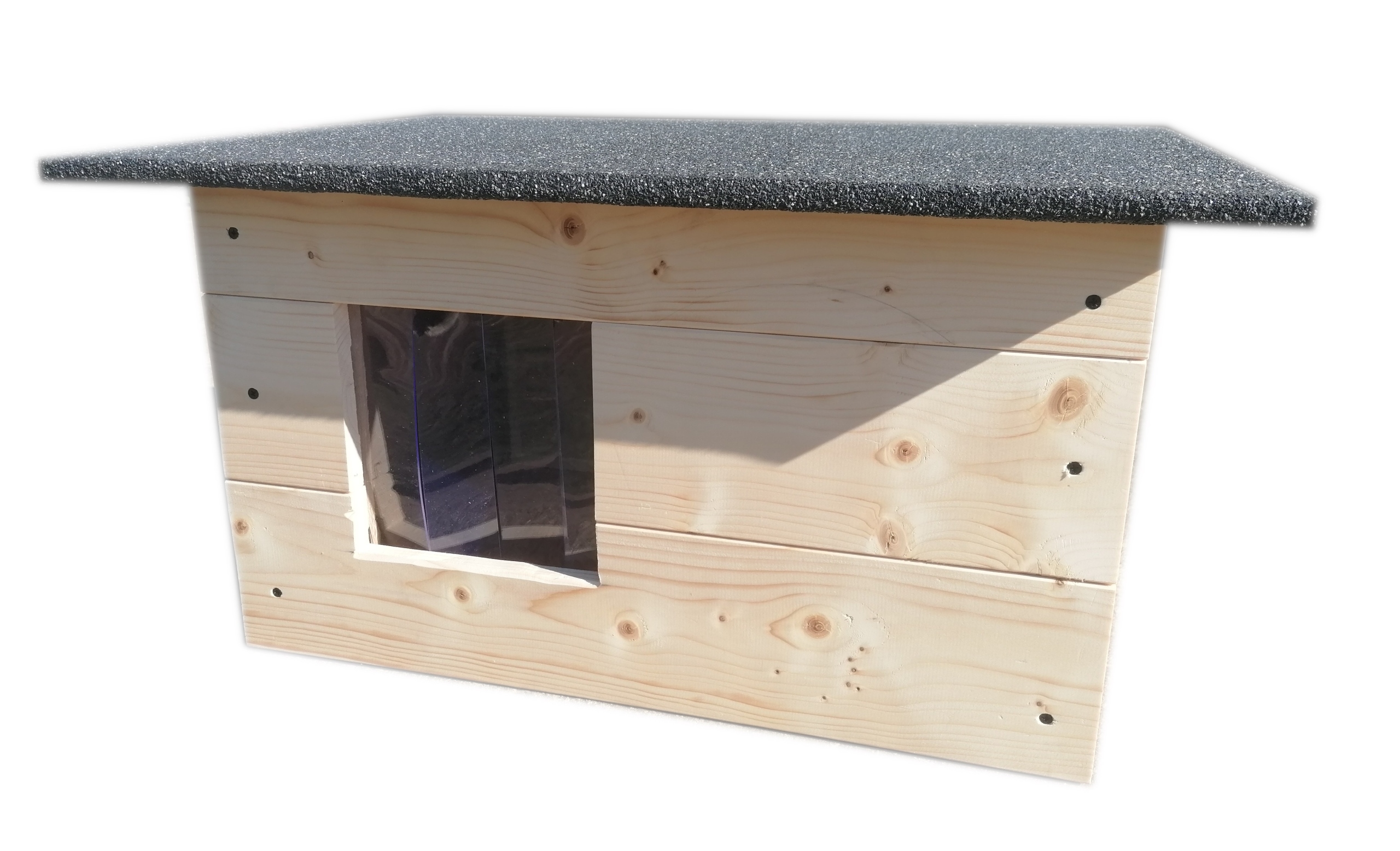 Levně Budova – domeček pro kočky s neimpregnovanou oponou v prvcích