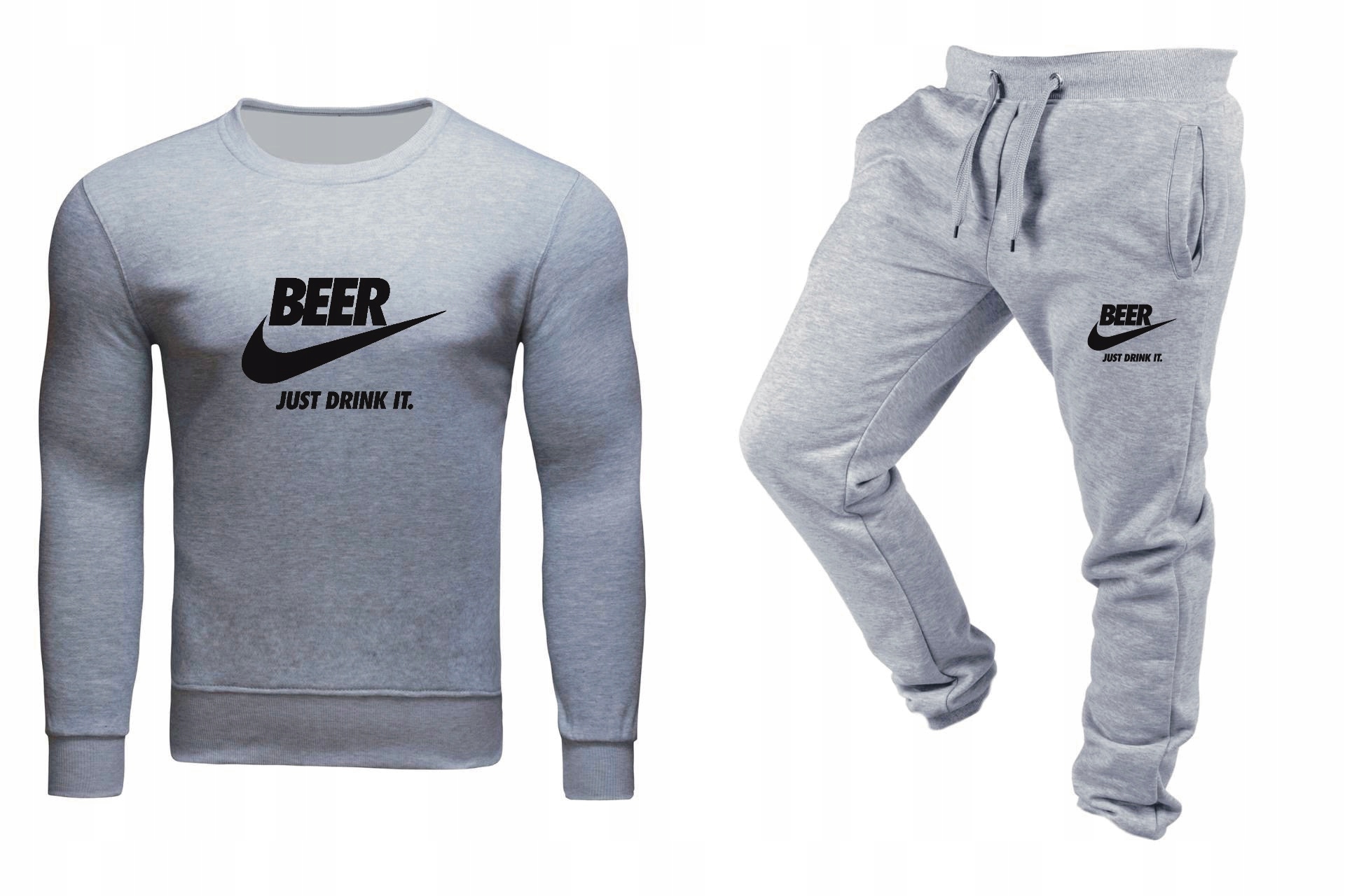 Tepláková Souprava Teplákovka Bez Kapuce Bez Kapuce Beer Pivo Just Drink It Šedá M
