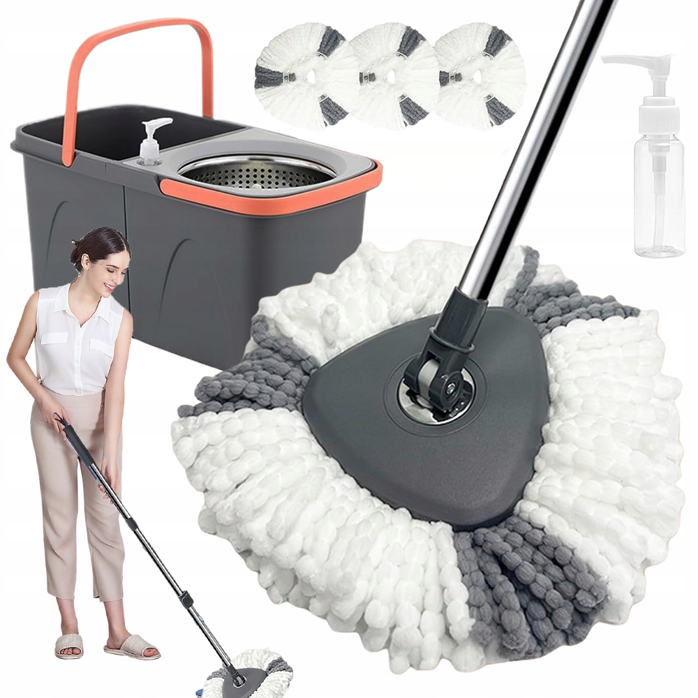 Levně Rotační Mop 360 Spin Turbo 2V1 Nástavce Kbelík Na Kolečkách