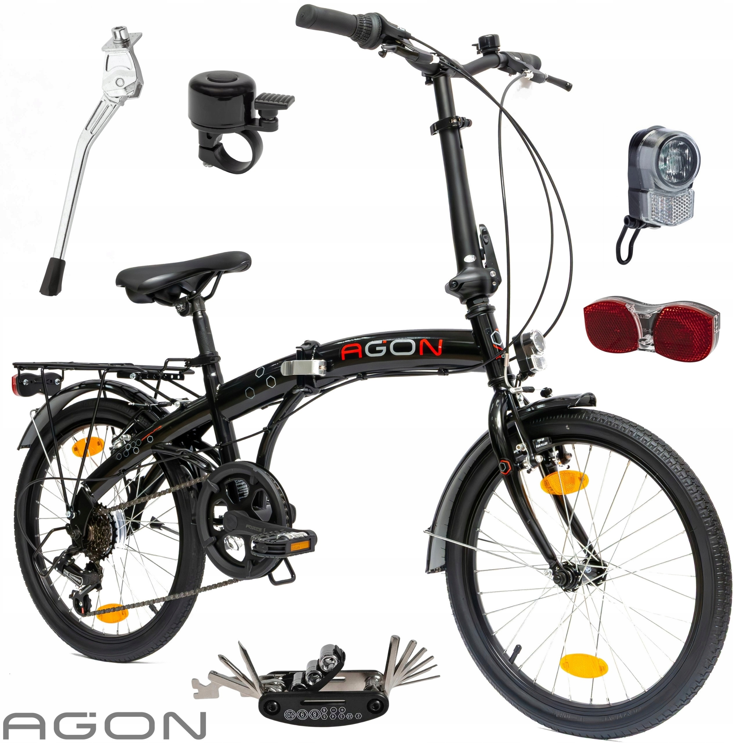 Dámské skládací pánské kolo Shimano 20", skládací, osvětlení, nosič zavazadel
