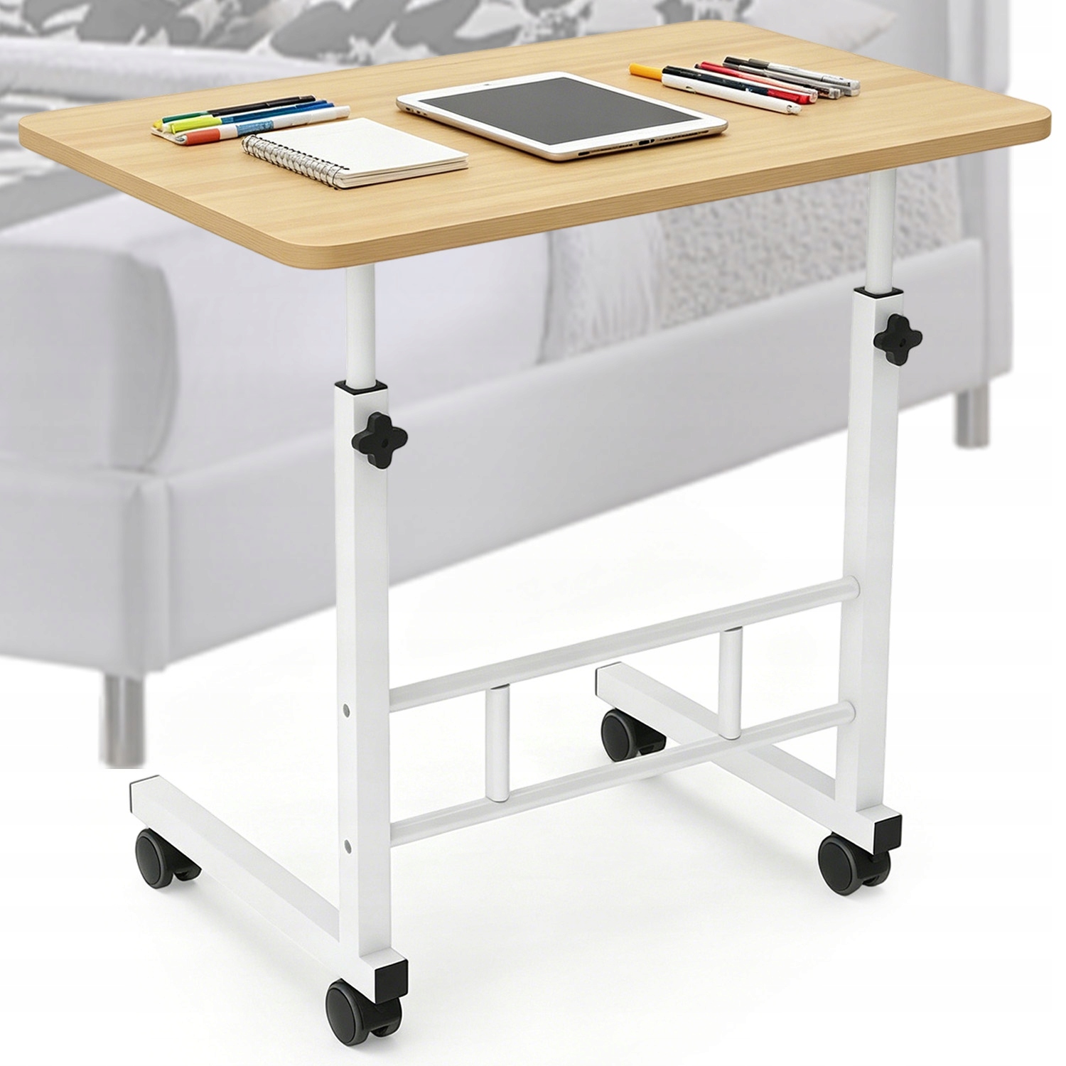 Nastavitelný Stolek Pod Notebook Mobilní Stůl Vozík Stojan 62-82 CM 4 Kolečka