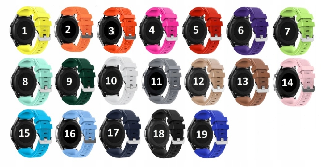PASEK DO SAMSUNG GALAXY WATCH SM-R800 19 KOLORÓW Kod producenta 0006655611