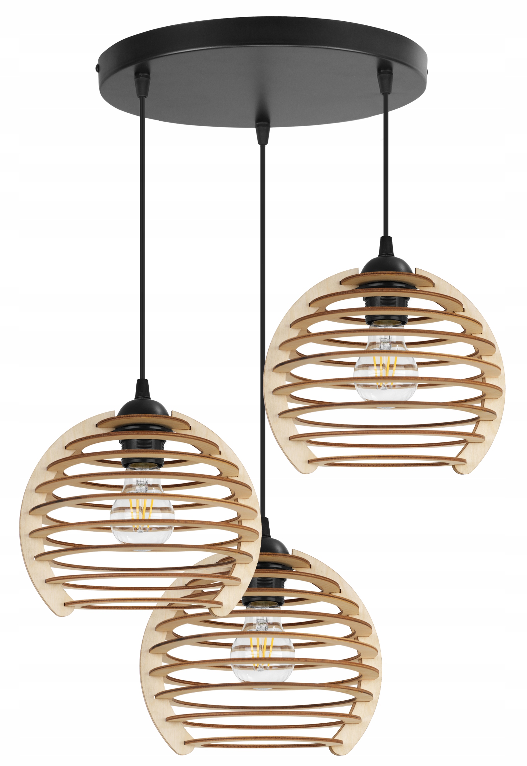 Závesná Lampa Trojitá Stropná Lampa Drevená Moderná Boho Led