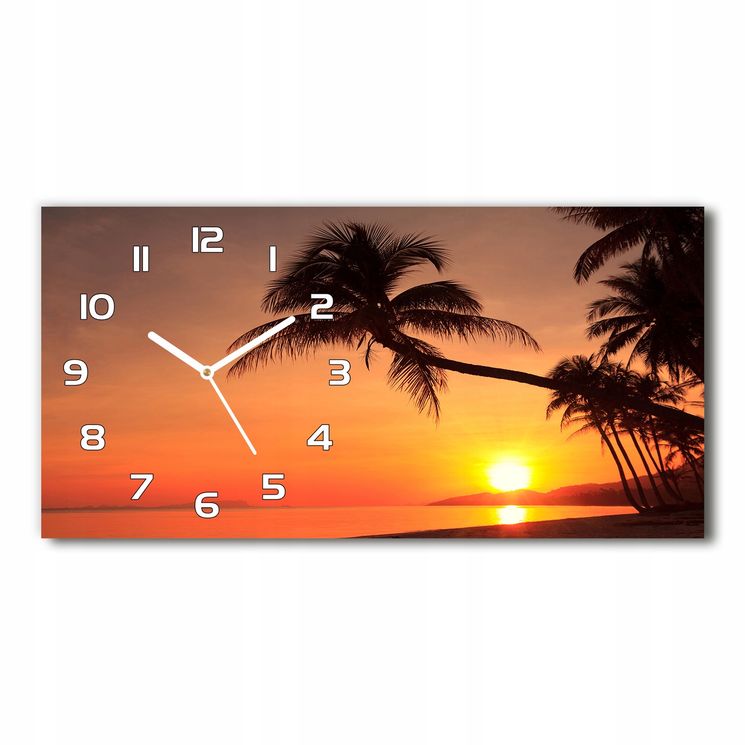 

Zegar ścienny szklany Zachód słońca plaża 60x30 cm