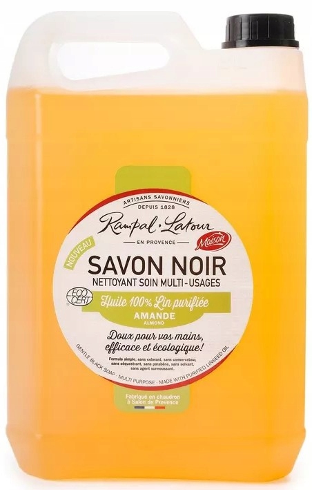 Černé mýdlo s mandlovým lněným olejem 5 l Ekodetergent Rampal Latour