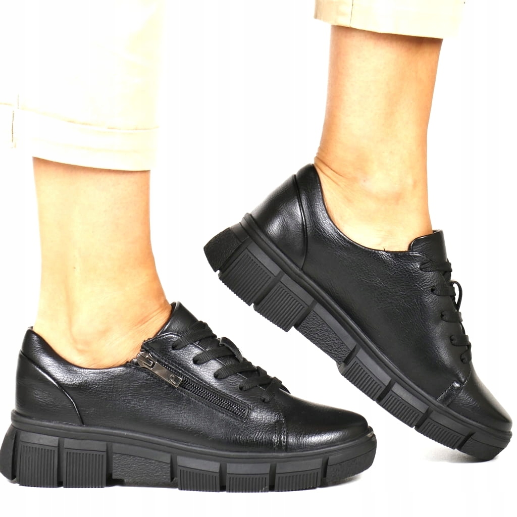 Černé Kotníkové Boty Se Zavazováním, Sportovní Polobotky, Dámské, Podzimní Vzor