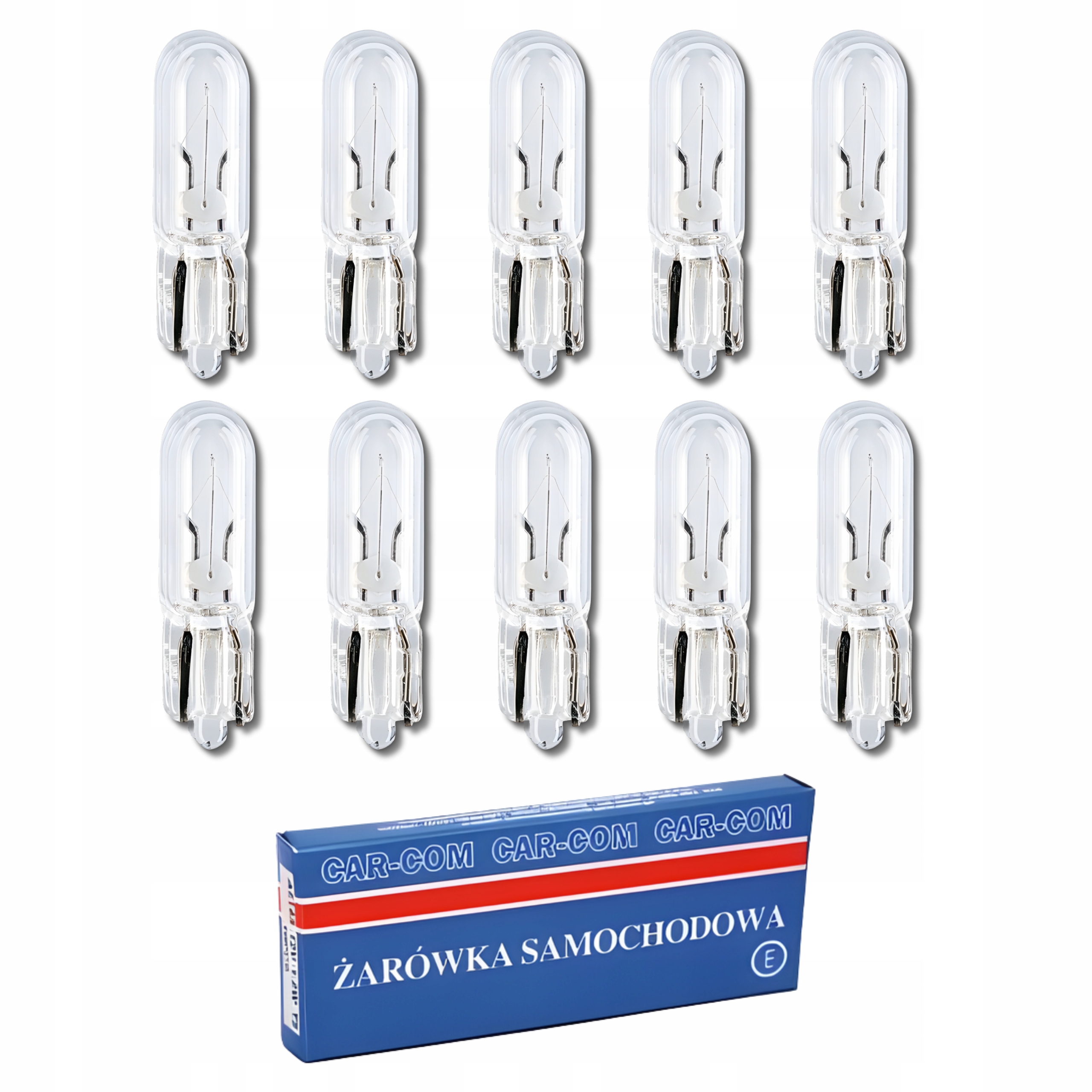 Żarówka T5 W1.2W 24V 1,2W Całoszklana Samochodowa 10 sztuk Zestaw T5W