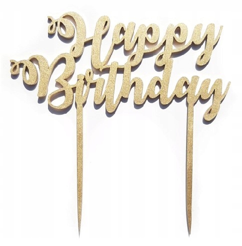 

Topper urodzinowy Happy Birthday dekor 15cm Złoty
