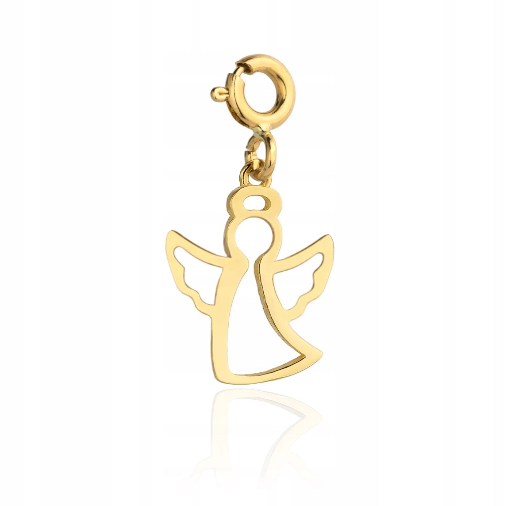 Zlatý přívěsek 585 charms – zlatý andílek, jemný obrys anděla, dárek