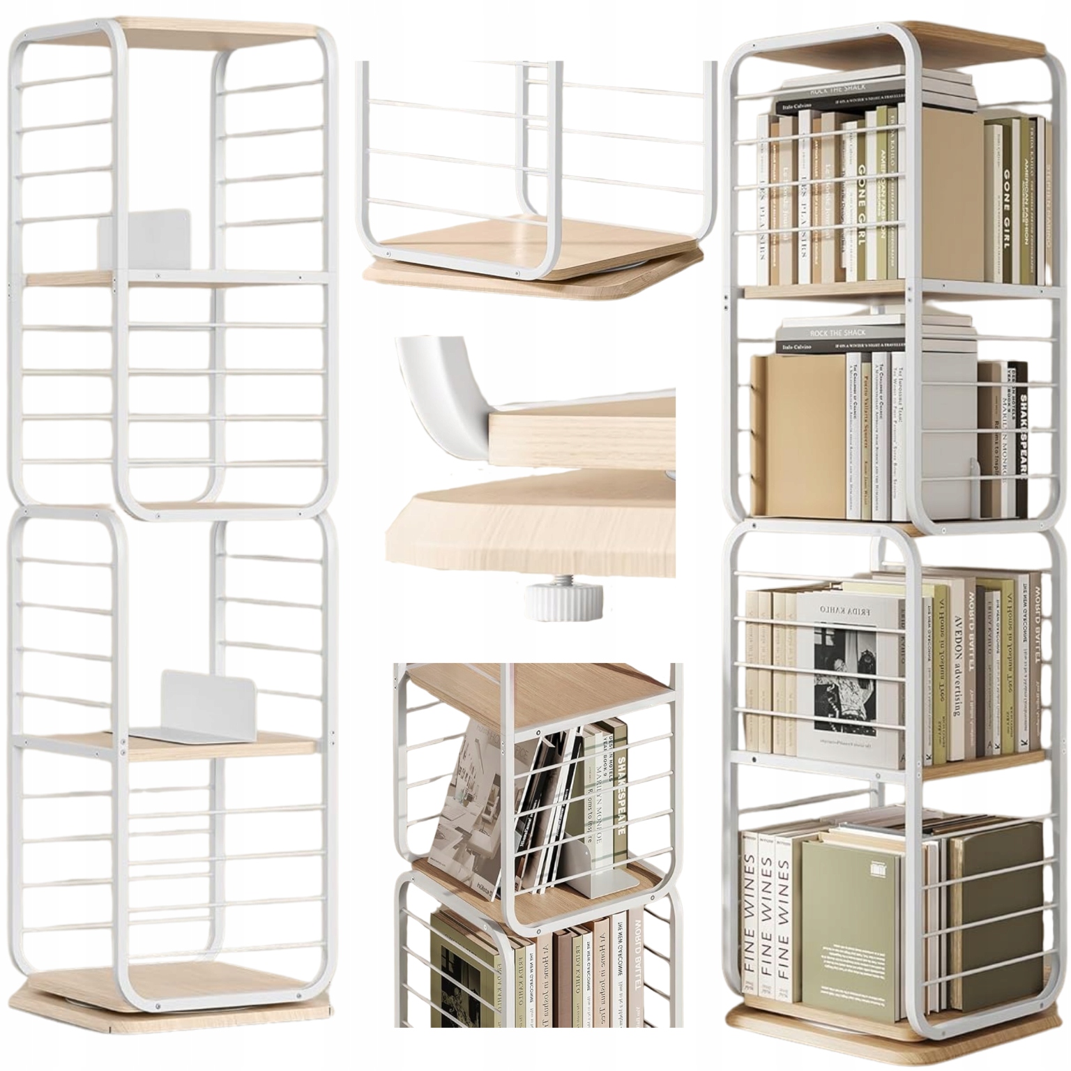 Regál Organizér Otočná Biela Knižnica Skriňa Rohová Stojaca polica