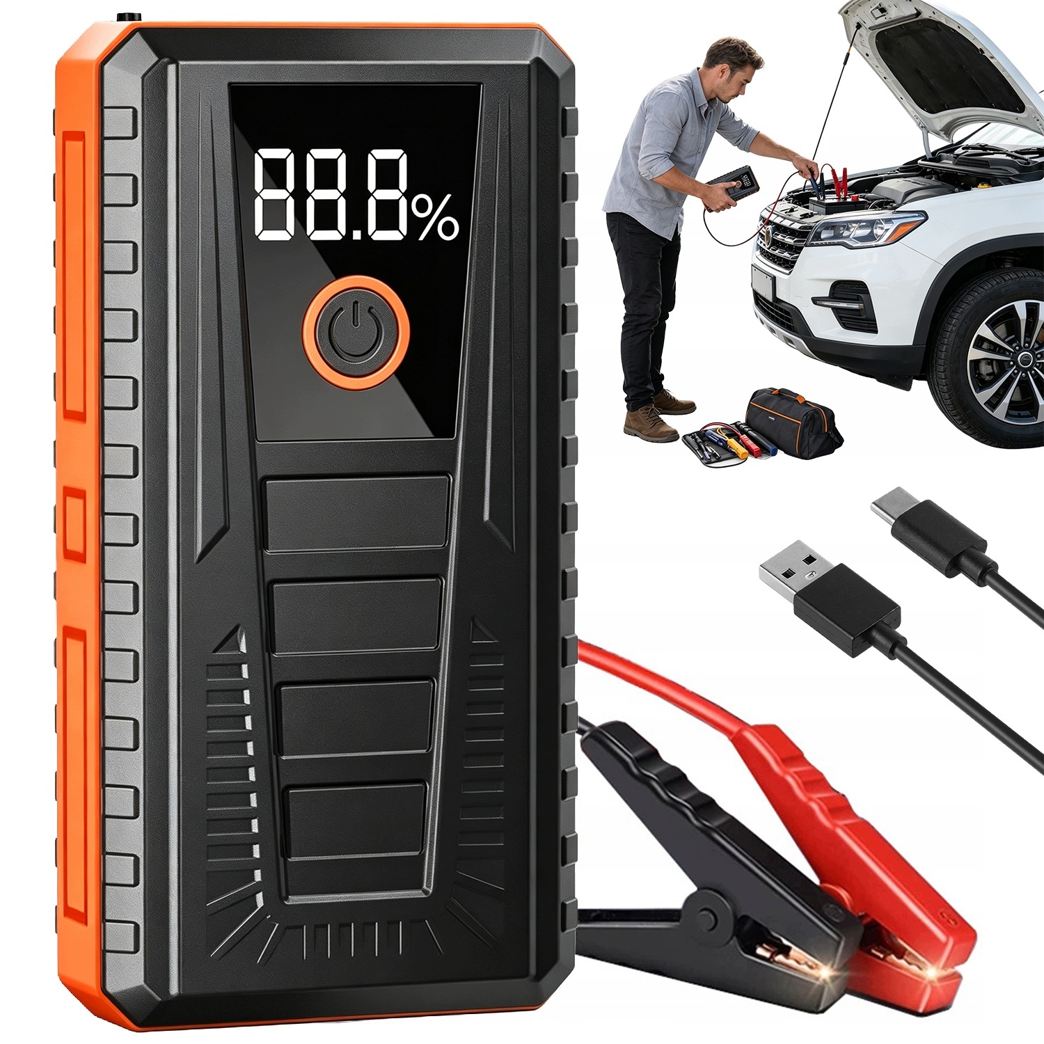 Automobilová S Powerbankou A Displejem Pro Nouzové Startování