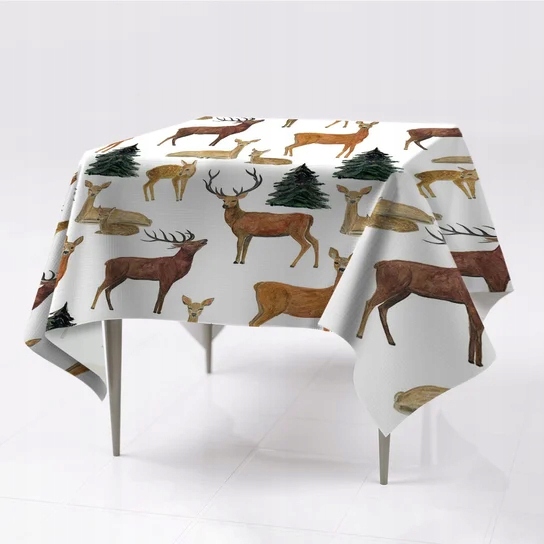 Ubrus na stůl s grafikou Jeleni Dekorace Jídelny 150x150 cm
