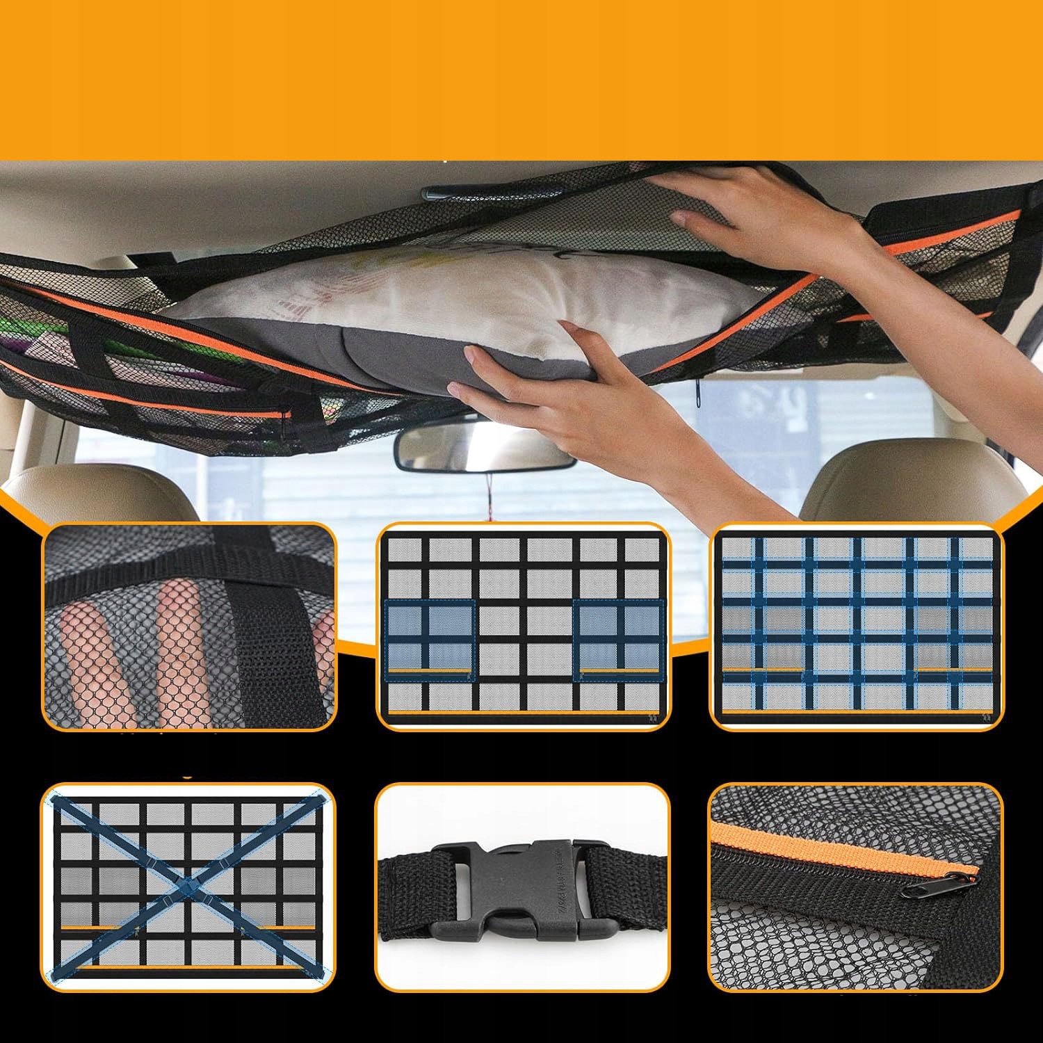90X65 CM SAMOCHODOWA KIESZEŃ Z SIATKI ŁADUNKOWEJ, SIATKA NA DACH SAMOCHODU Rodzaj siatki