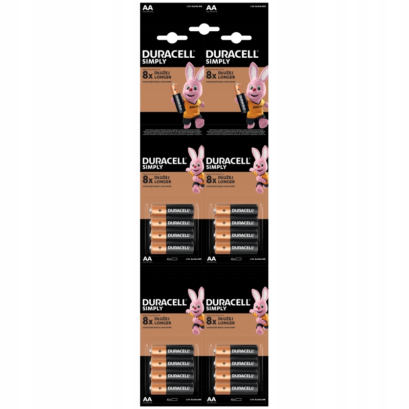 

4 x 4 bateria Duracell Simply Aa LR6 R6 1,5 V