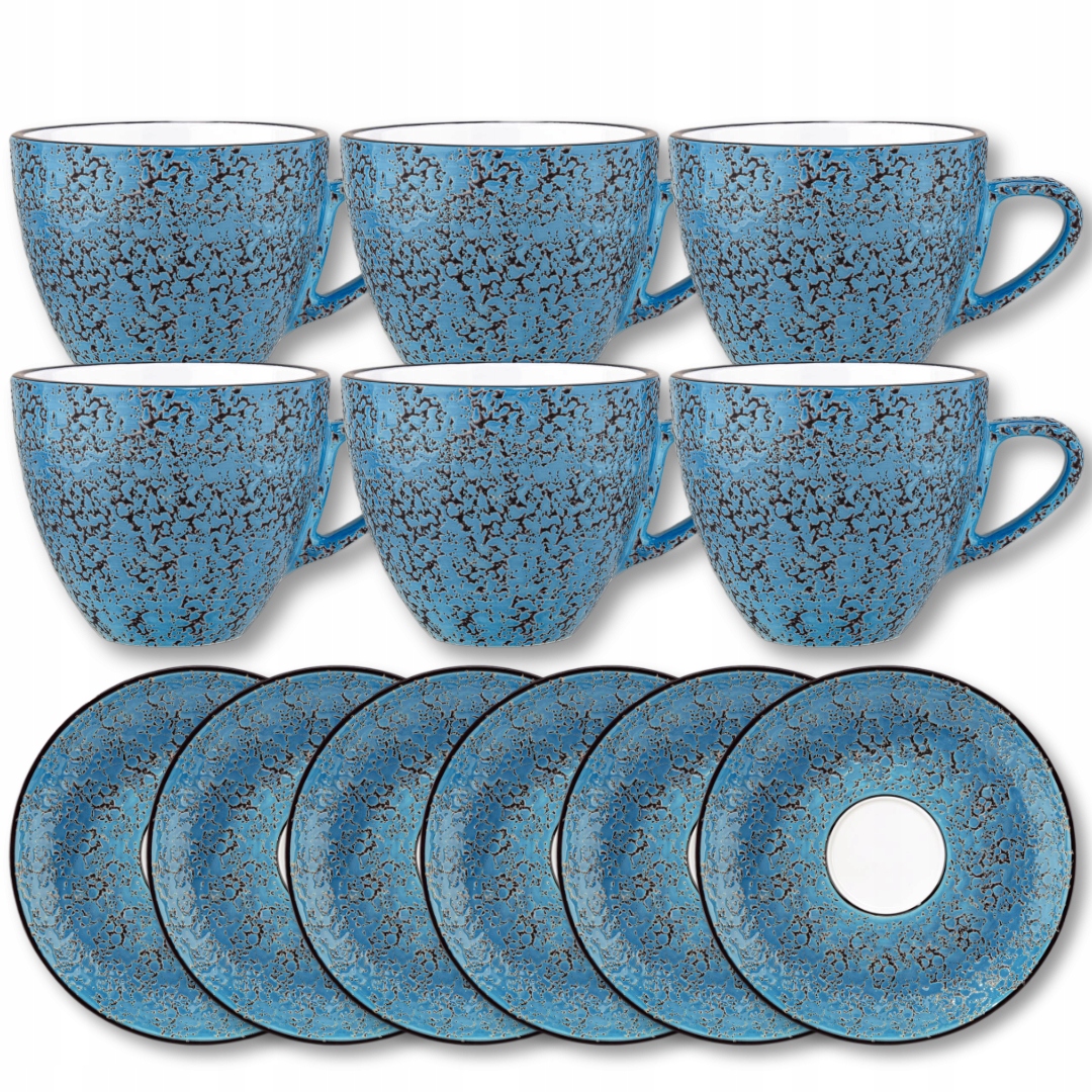 Šálka na čaj a kávu porcelánová modrá 300 ml a tanierik 15 cm Wilmax