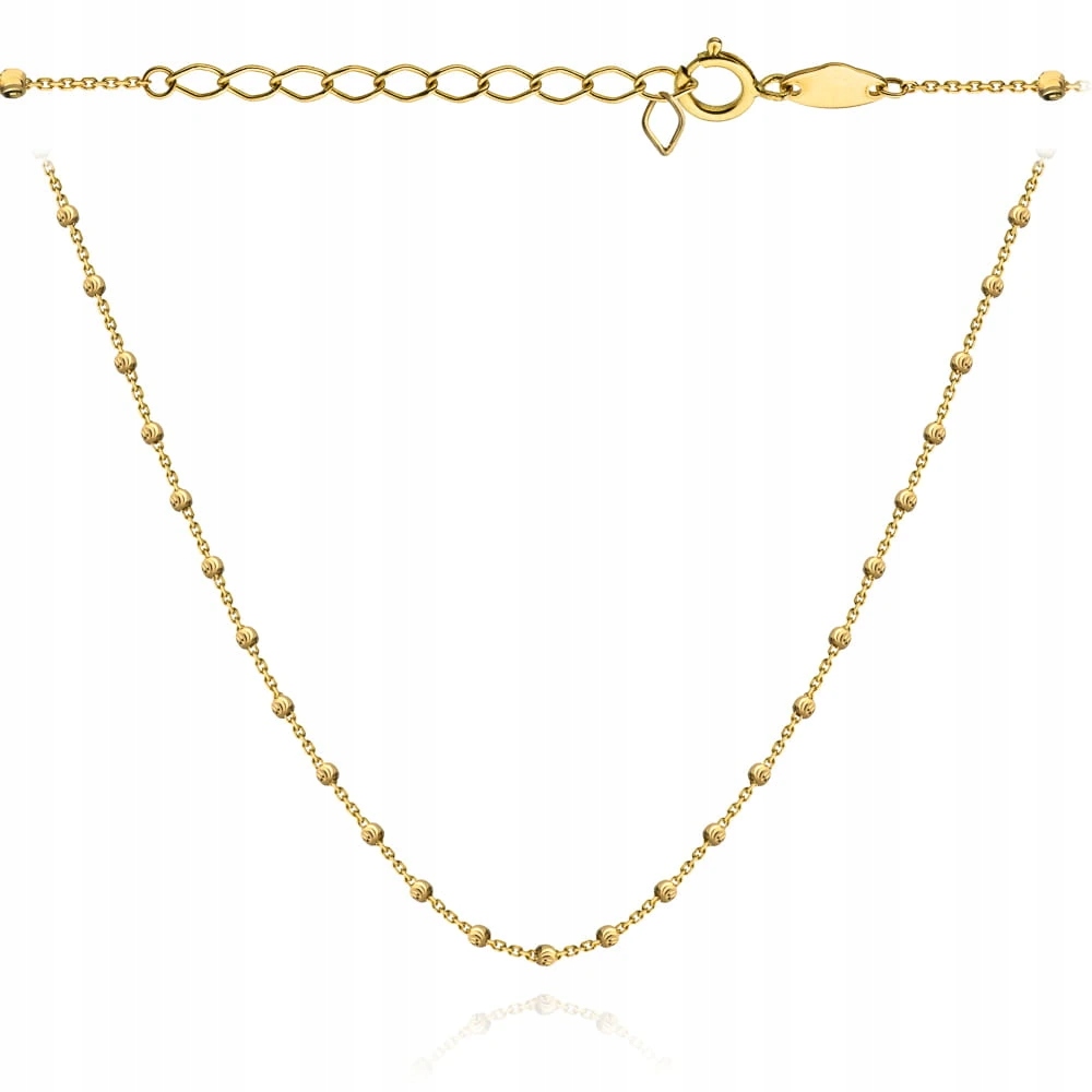 Zlatý náhrdelník s diamantovými kuličkami 42+3 cm ryzost 585