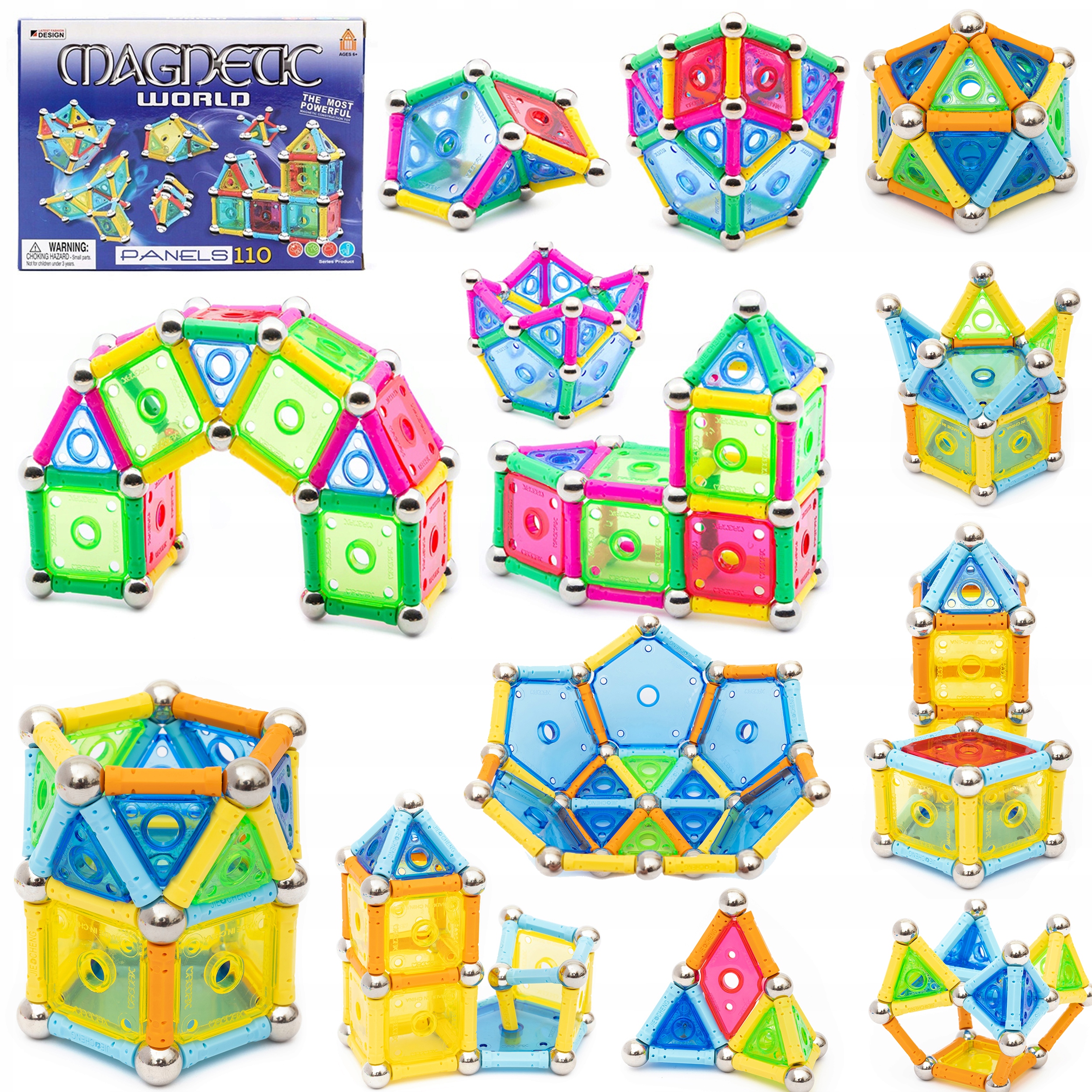 

Klocki magnetyczne Panels 110 Magnetic World