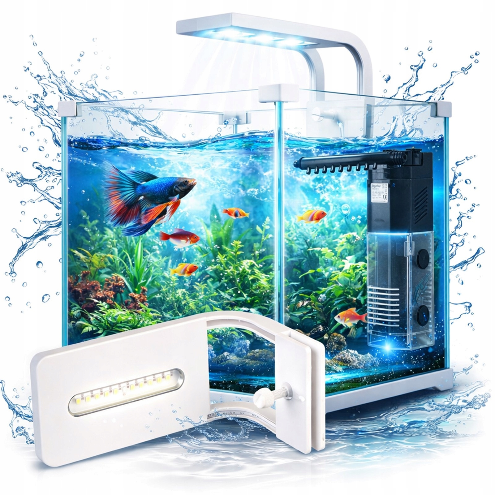 Levně Akvárium 15L Sada Led Filtr Krystalické Sklo Nano Krevetárium Do Domácnosti