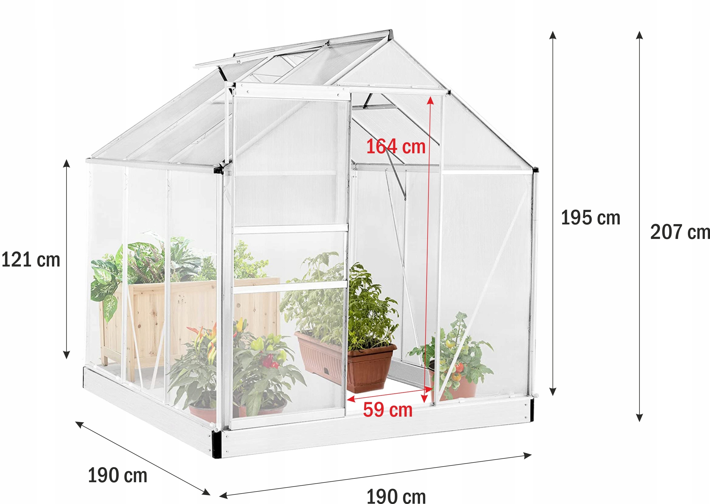 SZKLARNIA OGRODOWA POLIWĘGLAN DOMEK 1,9x1,95m 3,61m2 OCHRONA UV Producent inny