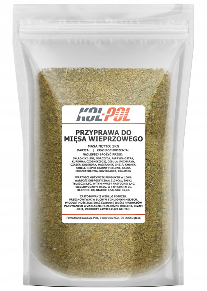 PRZYPRAWA DO MIĘSA WIEPRZOWEGO 1kg Do wieprzowiny Stan opakowania oryginalne