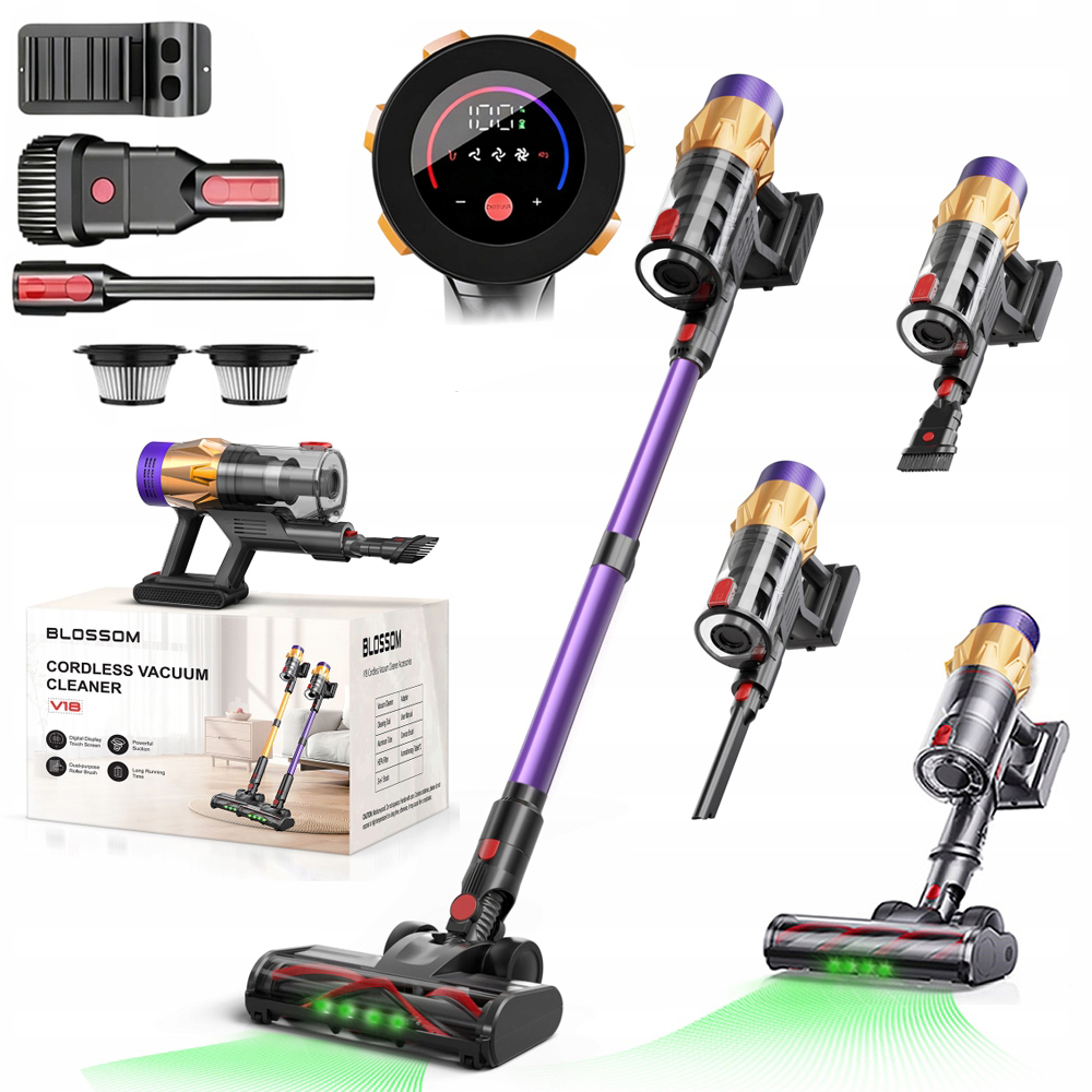 Odkurzacz Bezprzewodowy Pionowy Ręczny Led 550W 50KPA Do Domu Blossom V18