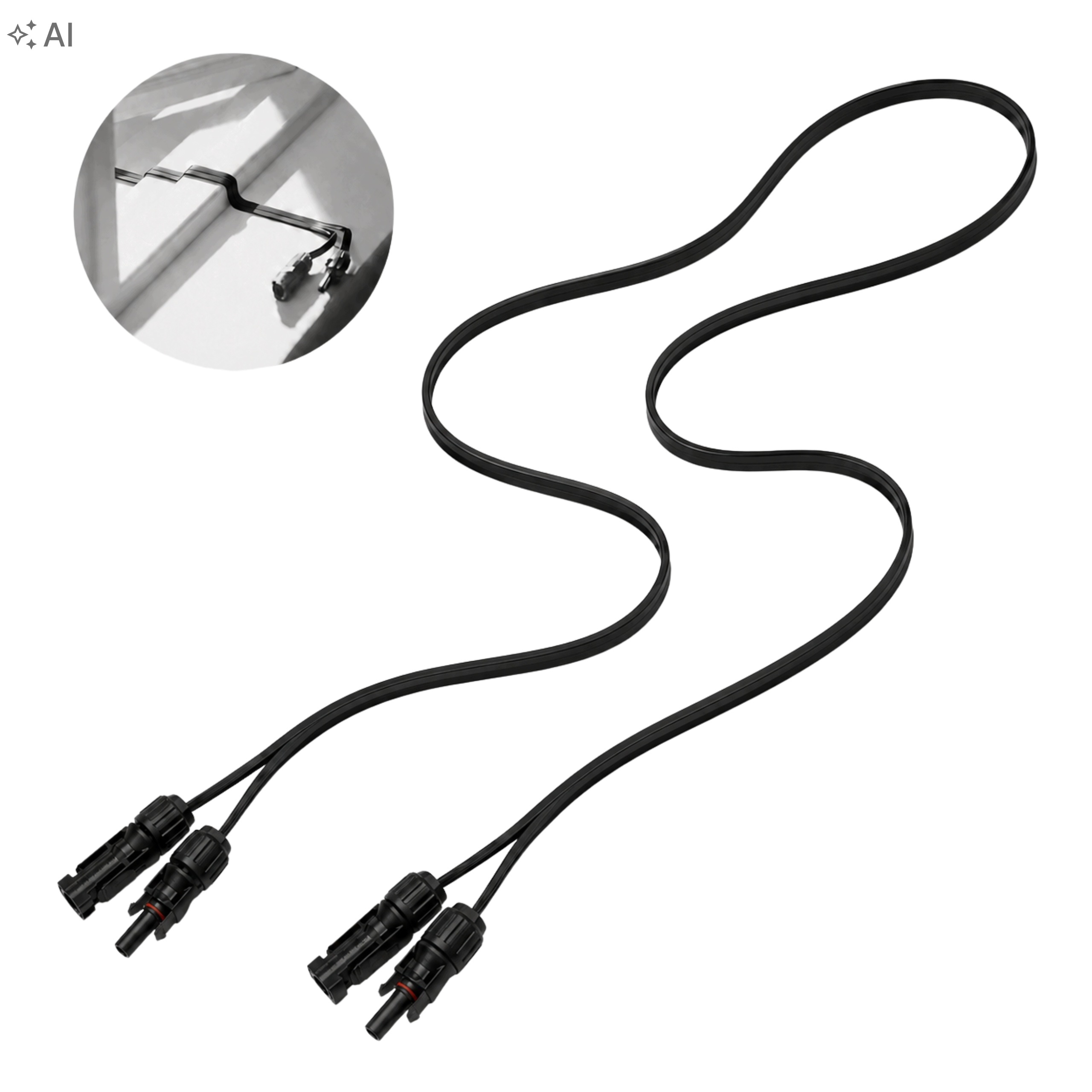 Plochý kabel MC4 300 cm 3 m prodlužovací kabel pod okno balkonových dveří Pv