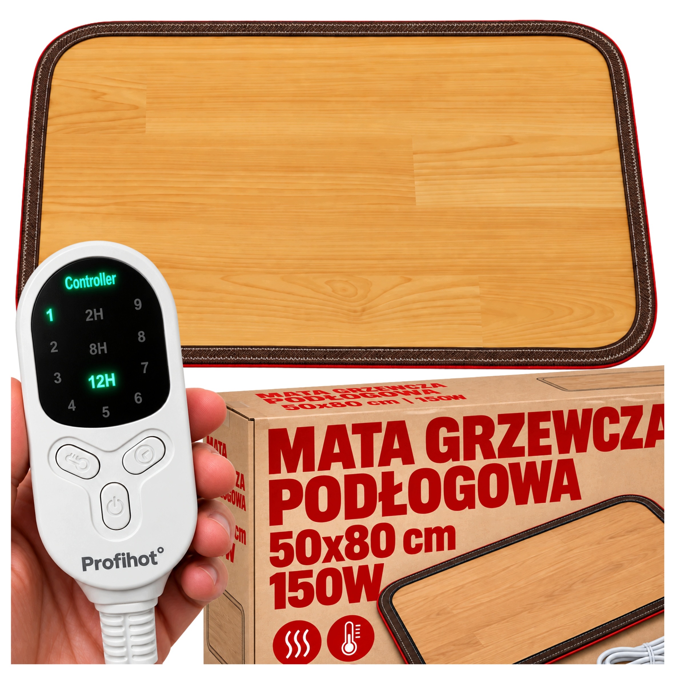 Dywanik Grzewczy Mata Grzejna Ogrzewacz Do Stóp Z Regulatorem 50x80cm 150W