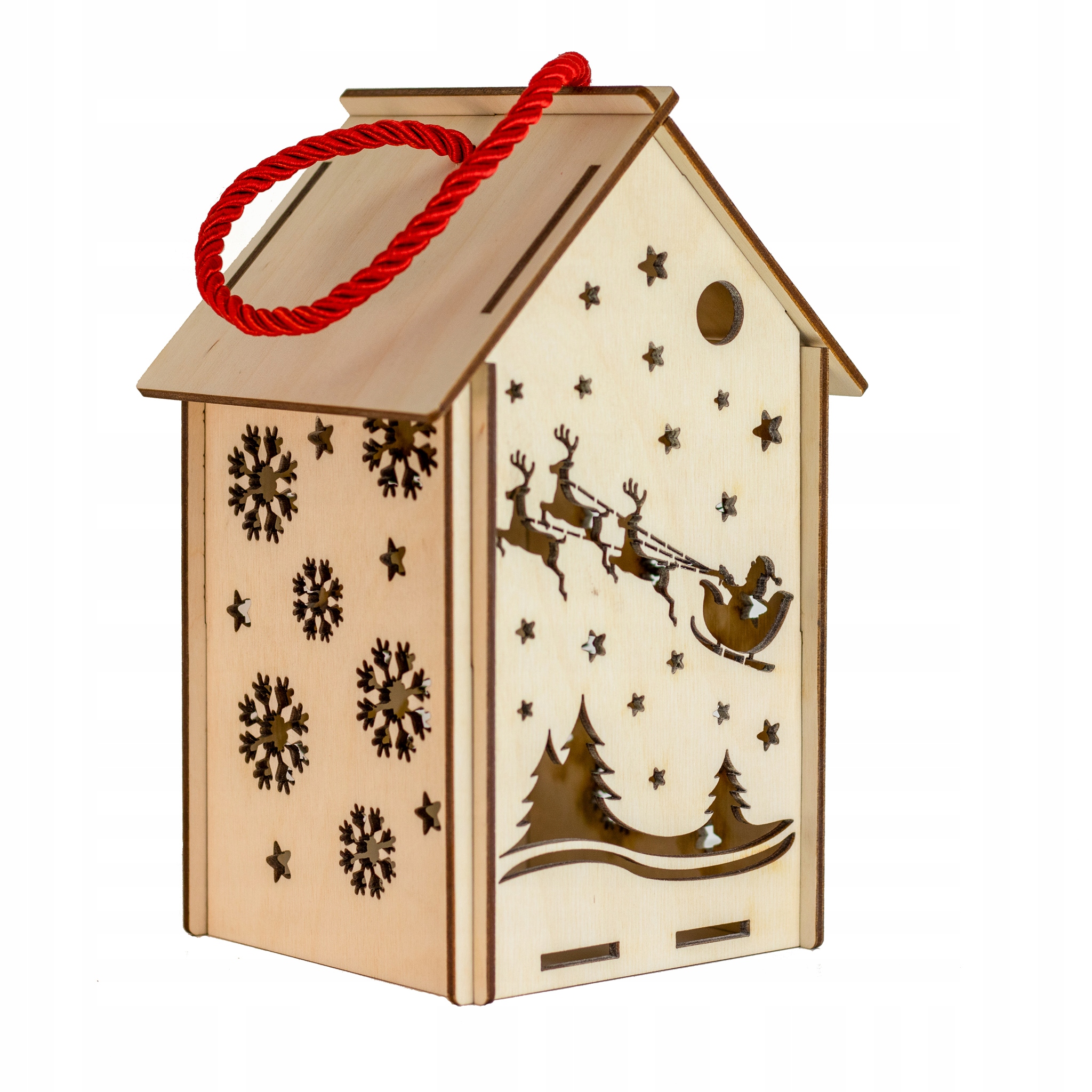 

Lampion adwentowy Drewniany świąteczny Roraty Led