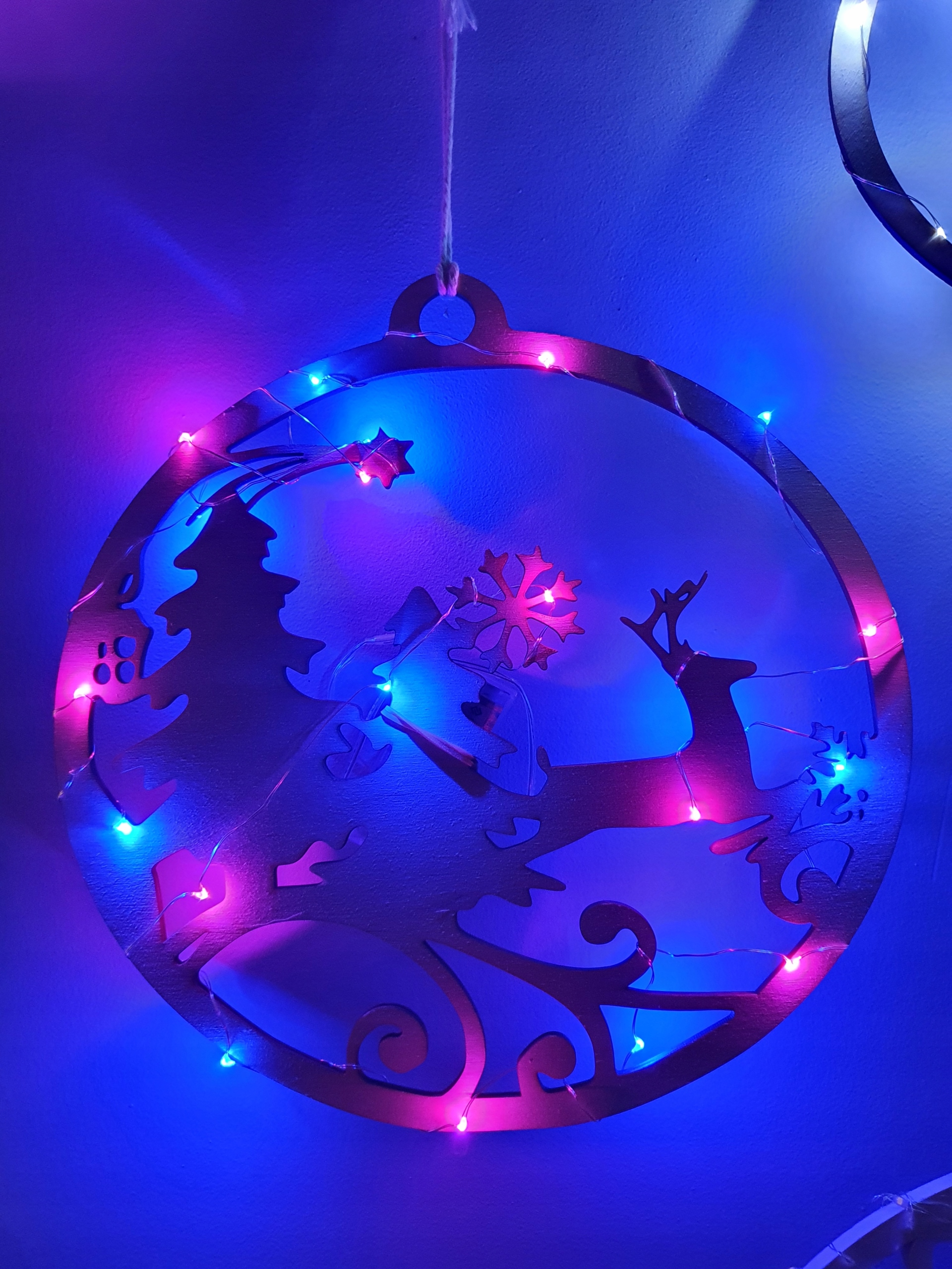 Bombka, gwiazda w okno LED niebiesko-różowe